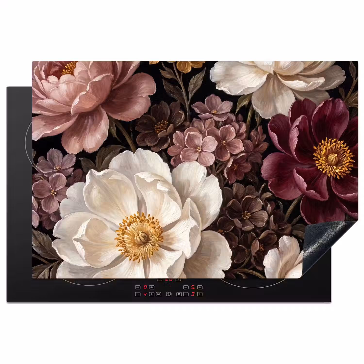 Bloemen - Boeket - Klassiek - Donker - Rood Inductie beschermer vinyl 3mm klein -3d