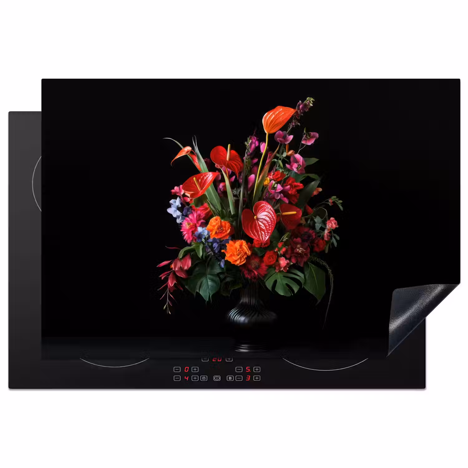 Bloemen - Boeket - Sierlijk Inductie beschermer vinyl 3mm klein -3d