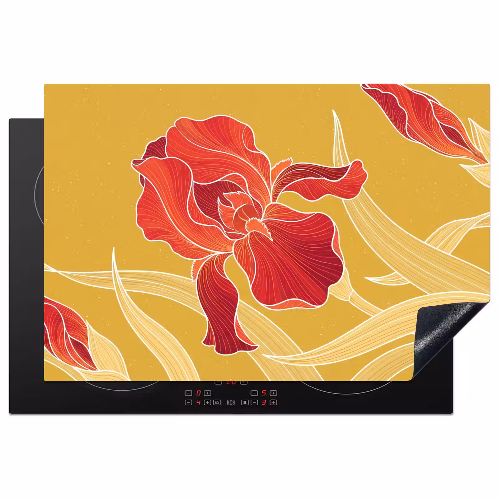 Inductiebeschermer - Bloemen - Illustratie - Rood - Bloemen - Illustratie - Rood Inductie beschermer vinyl 3mm klein