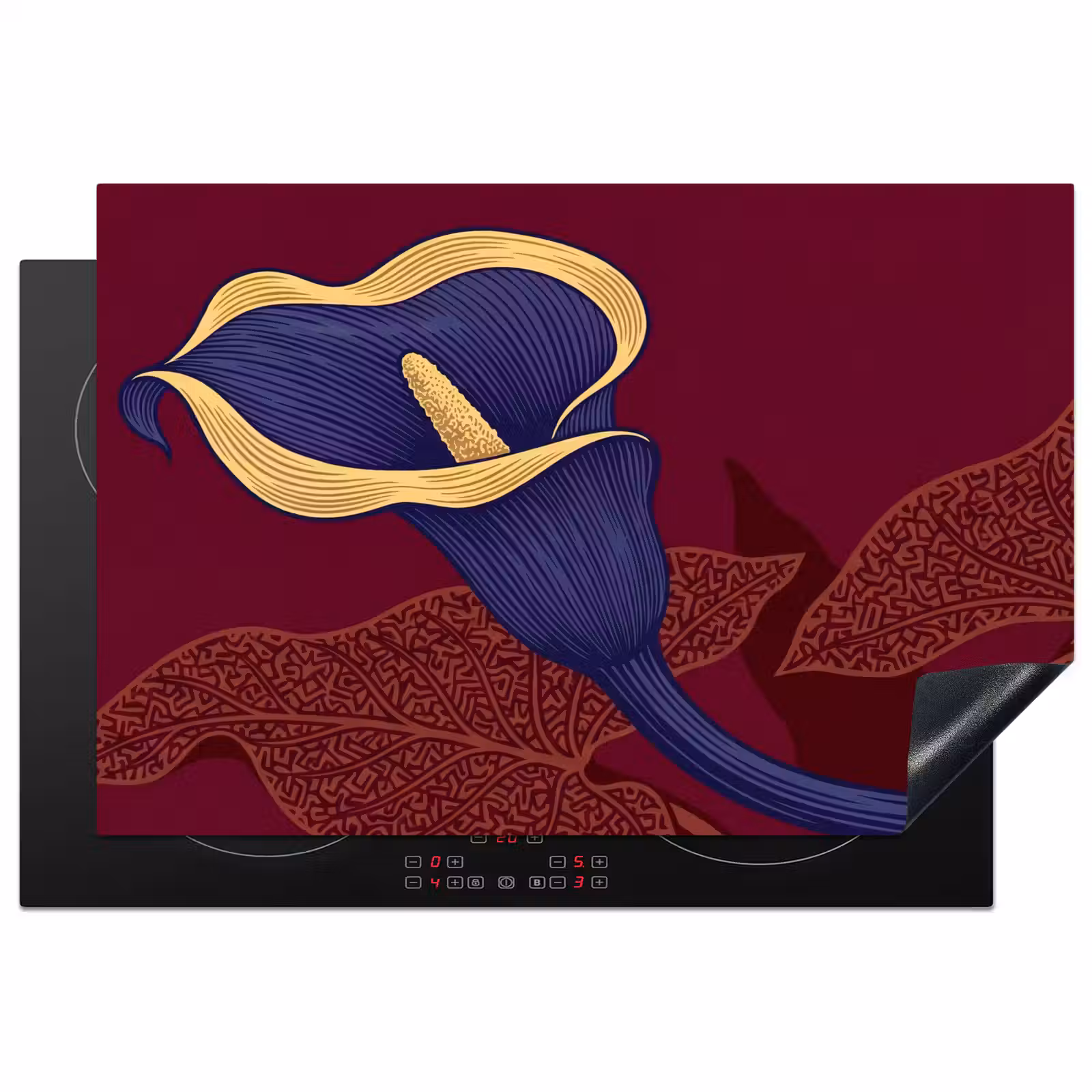 Inductiebeschermer - Bloemen - Modern - Paars - Bloemen - Modern - Paars Inductie beschermer vinyl 3mm klein