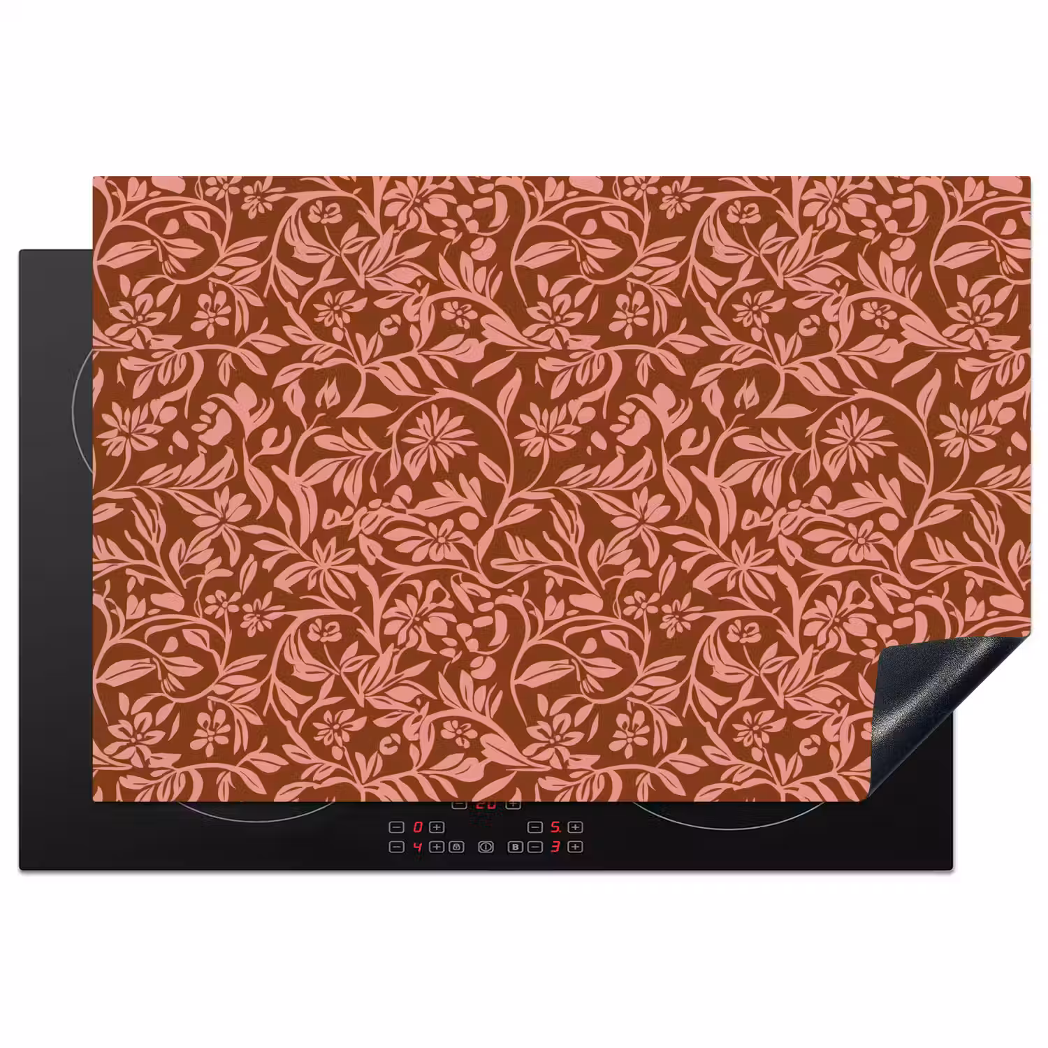 Bloemen - Print - Roze Inductie beschermer vinyl 3mm klein 276 -3d