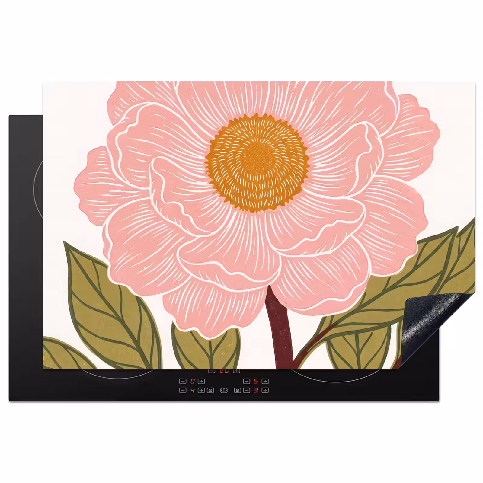 Inductiebeschermer - Bloemen - Roze - Illustratie — 1