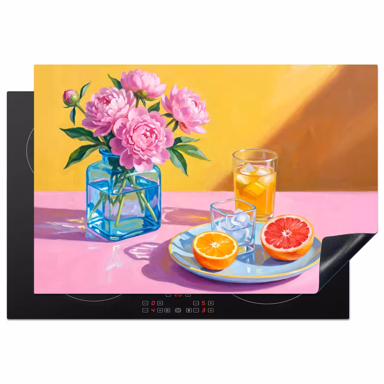 Inductiebeschermer - Bloemen - Roze - Modern - Bloemen - Roze - Modern Inductie beschermer vinyl 3mm klein