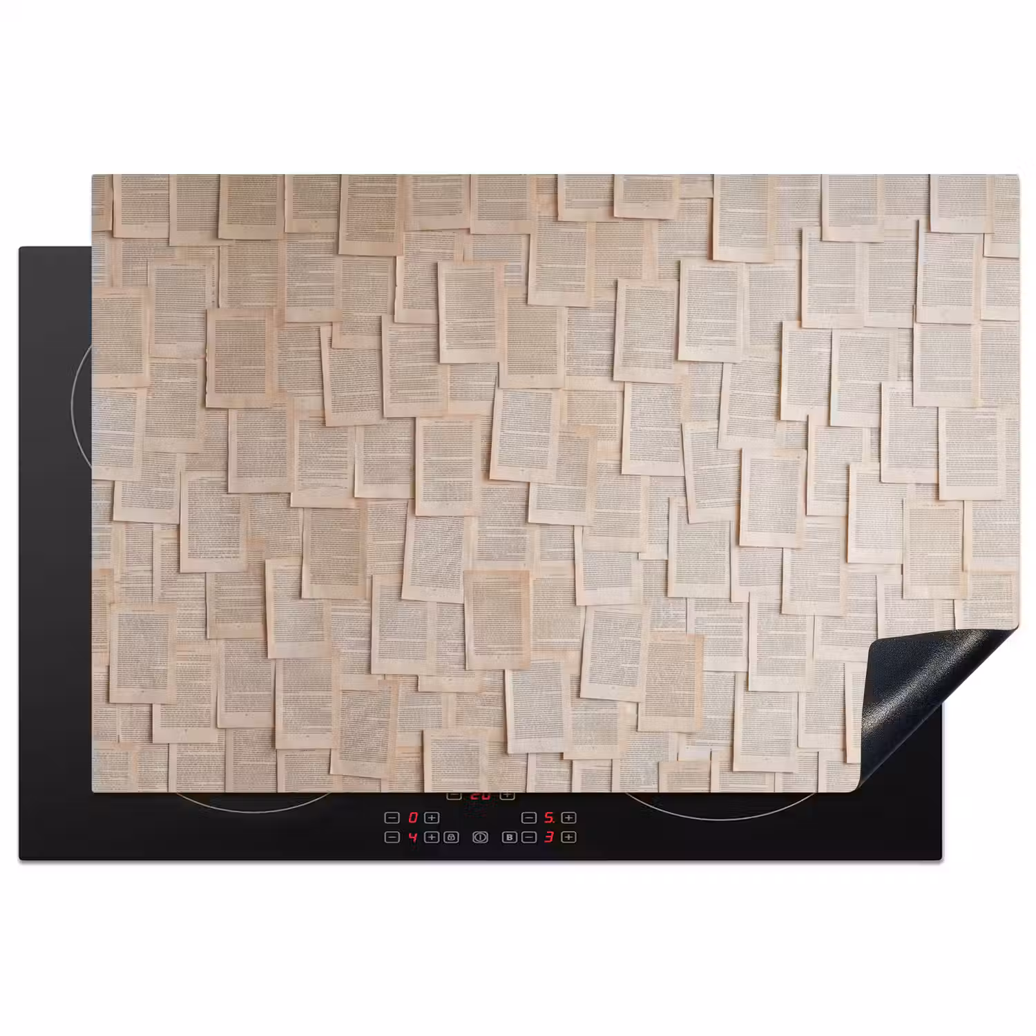 Boekpagina - Collage - Literatuur - Vintage - Beige Inductie beschermer vinyl 3mm klein -3d