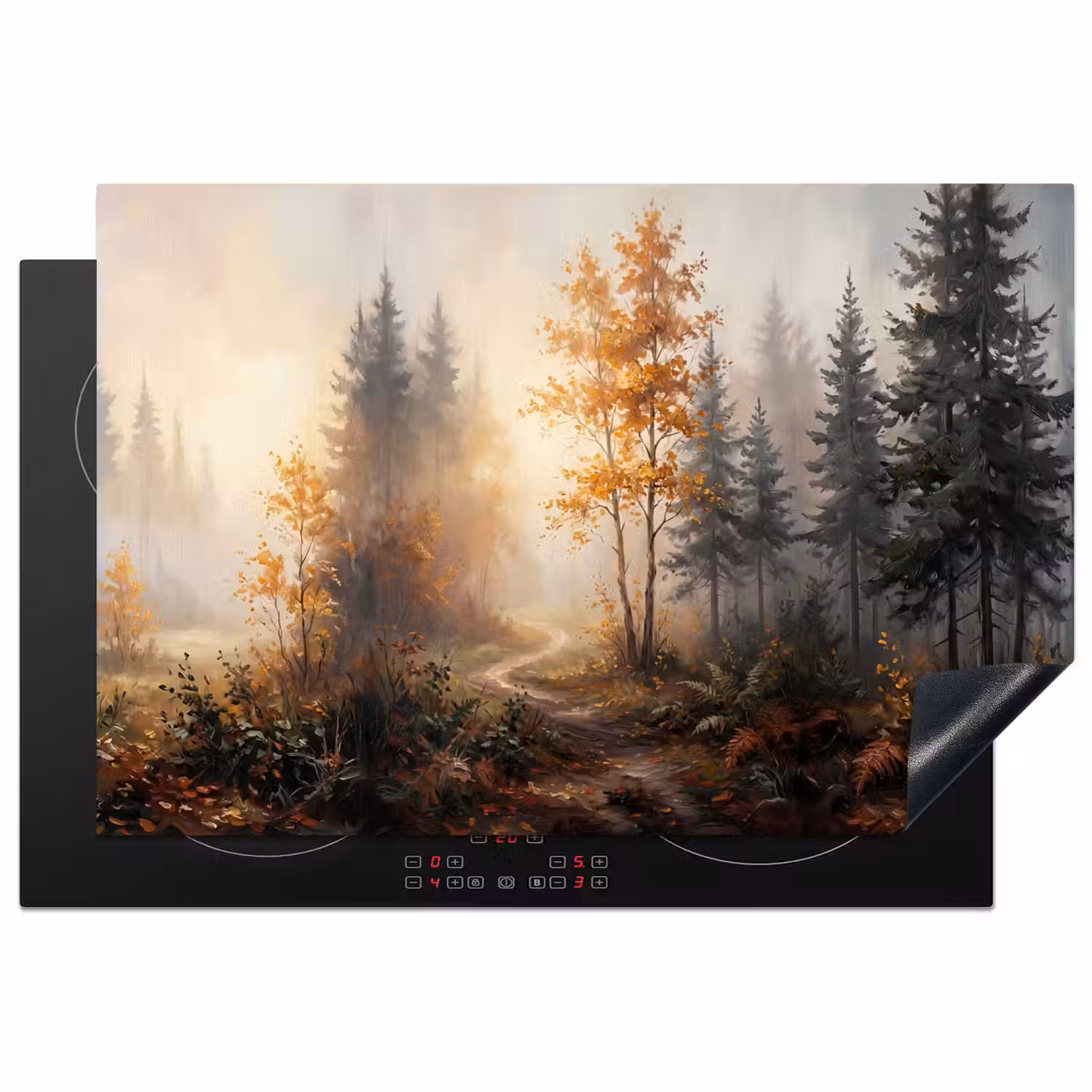 Bospad - Herfstbladeren - Natuur - Schilderachtig - Oranje Inductie beschermer vinyl 3mm klein -3d