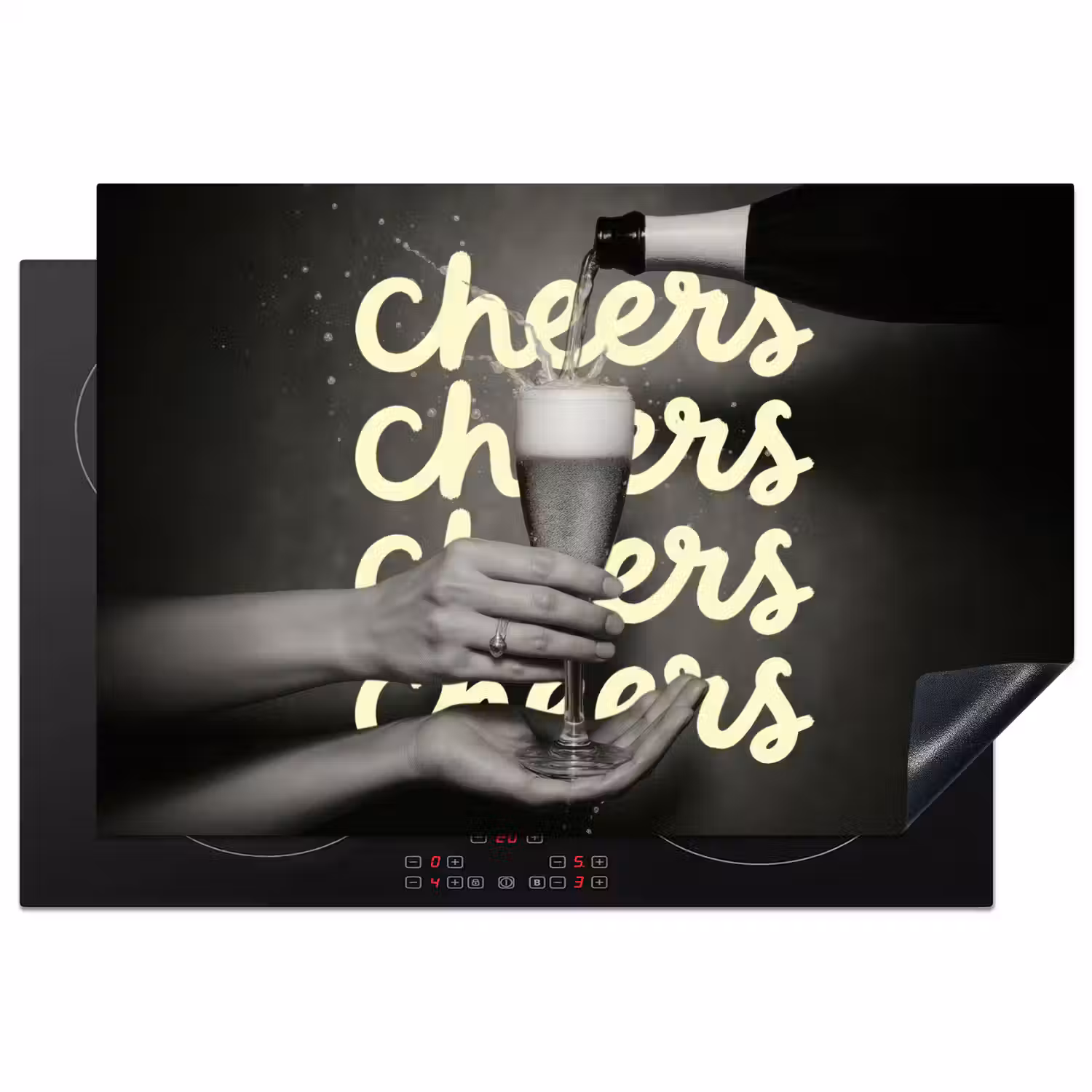 Cheers - Wijn - Zwart - Wit Inductie beschermer vinyl 3mm klein -3d