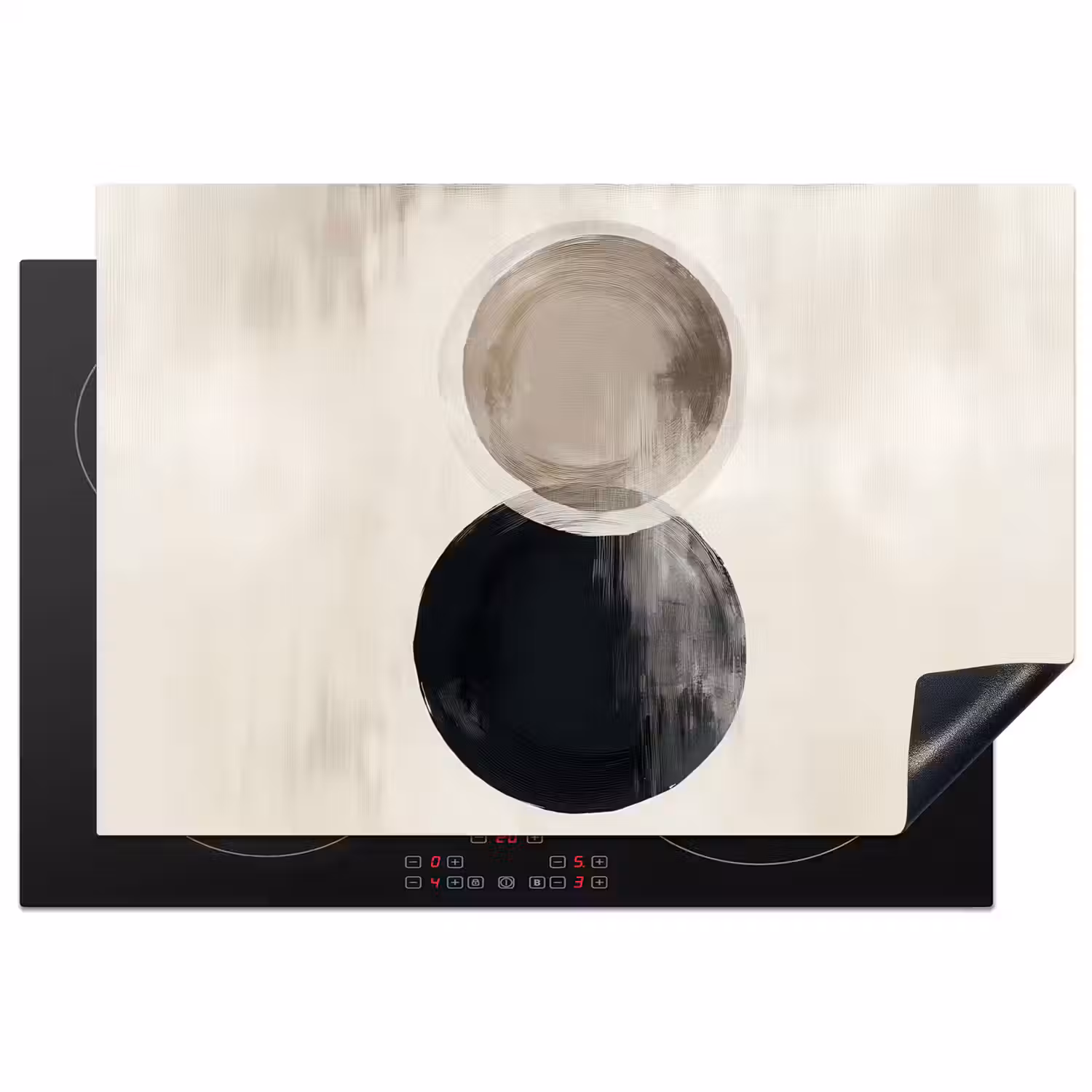 Cirkels - Vorm - Beige - Abstract Inductie beschermer vinyl 3mm klein -3d