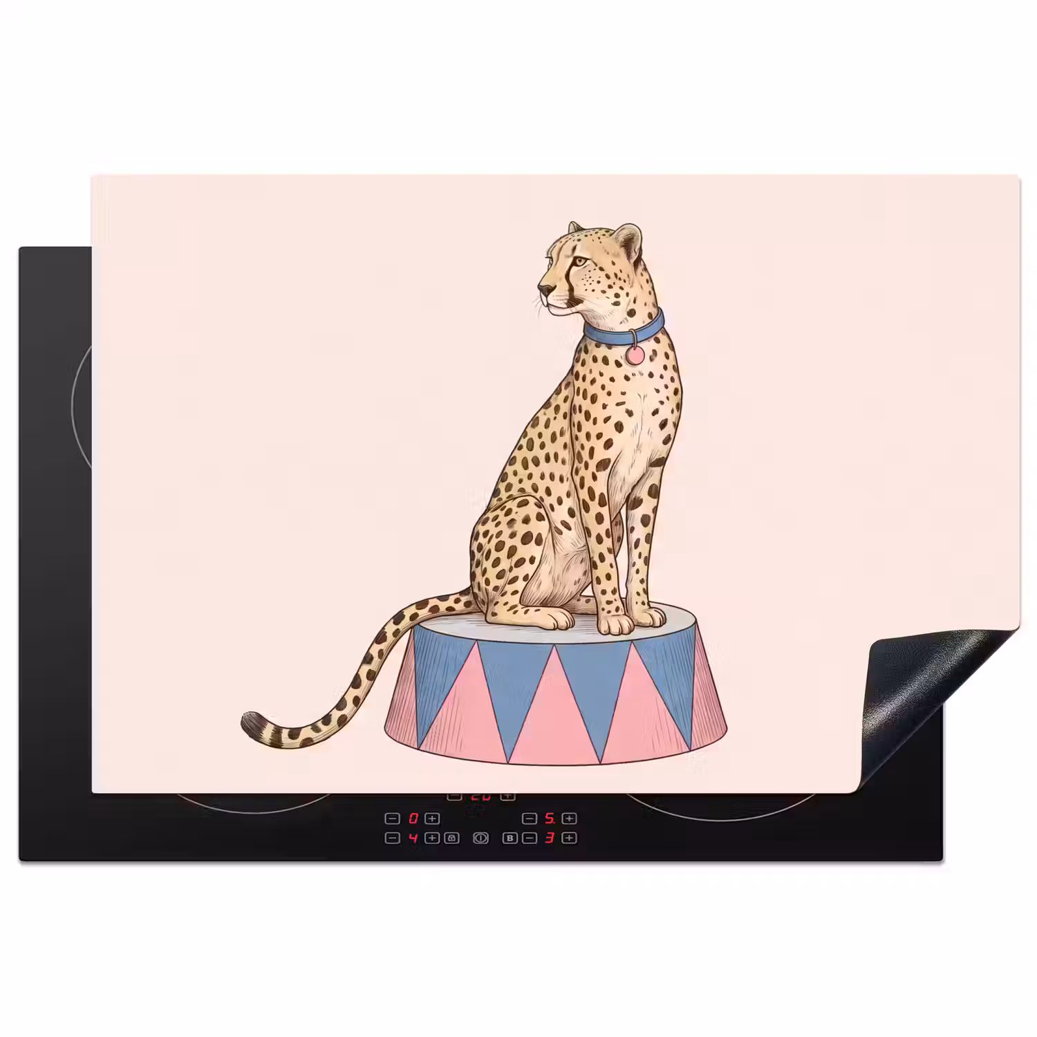 Dieren - Circus - Illustratie - Vintage - Roze Inductie beschermer vinyl 3mm klein -3d