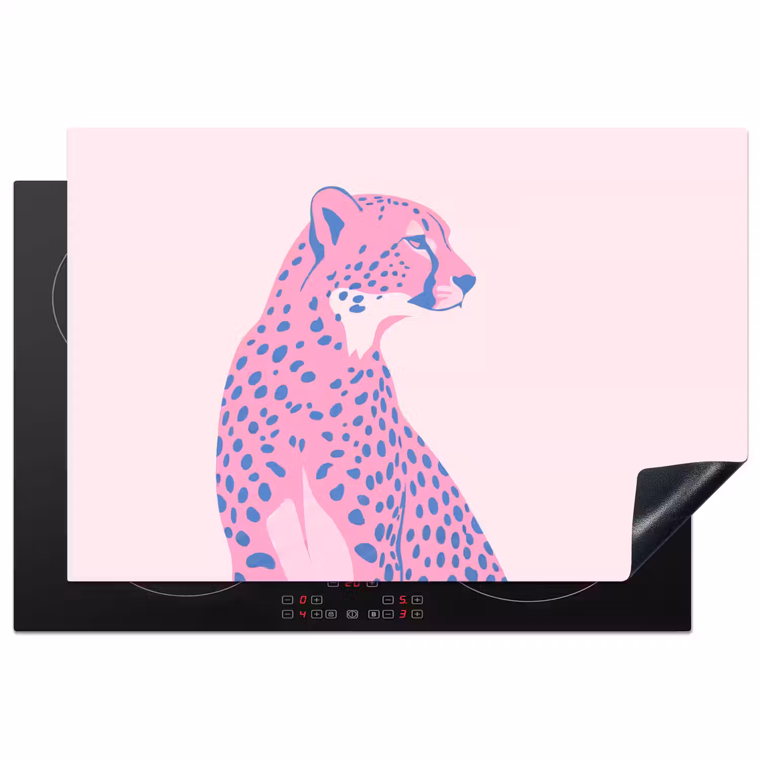 Dieren - Profiel - Abstract - Roze - Blauw Inductie beschermer vinyl 3mm klein -3d