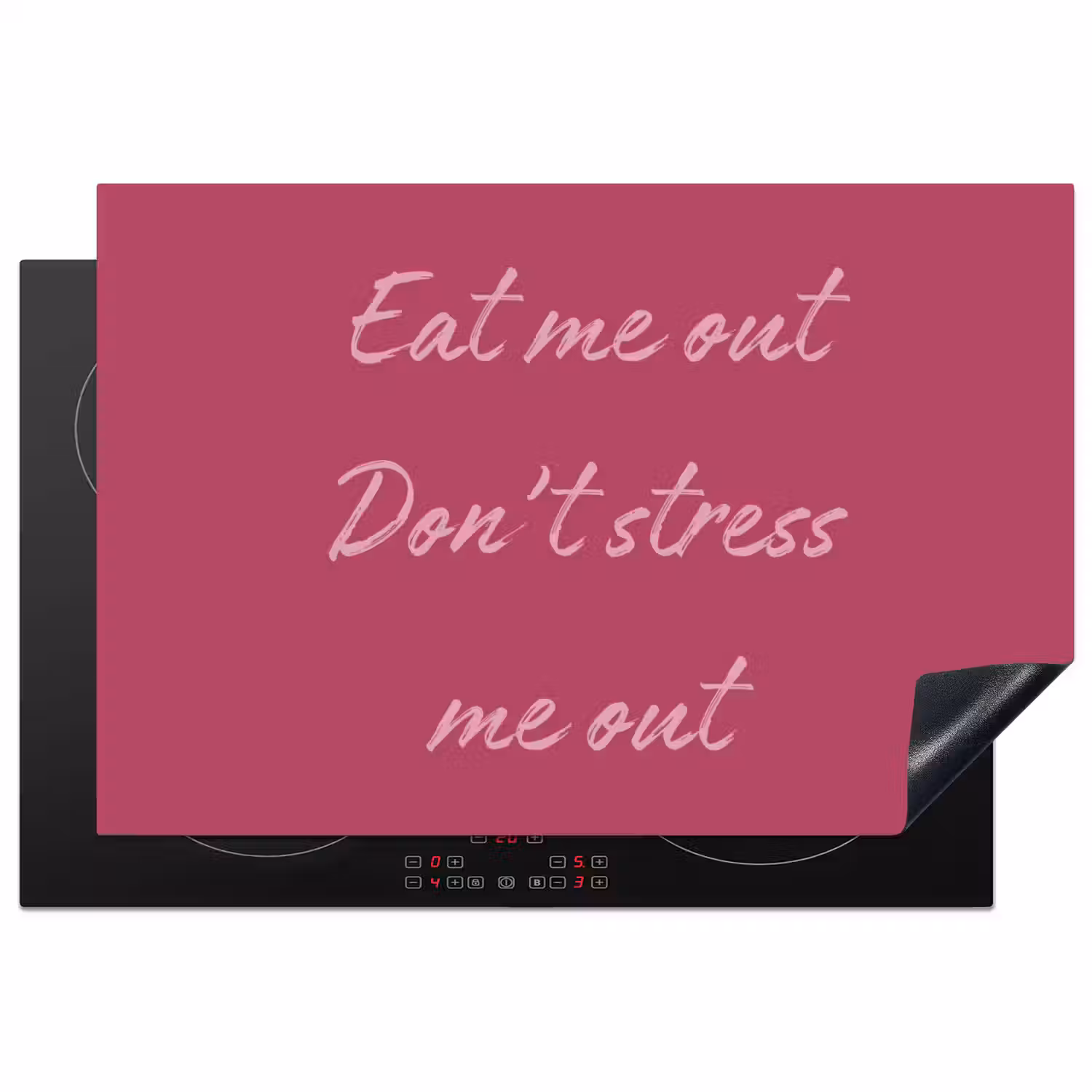 eat me out don't stress me out - Roze - Minimalistisch Inductie beschermer vinyl 3mm klein -3d