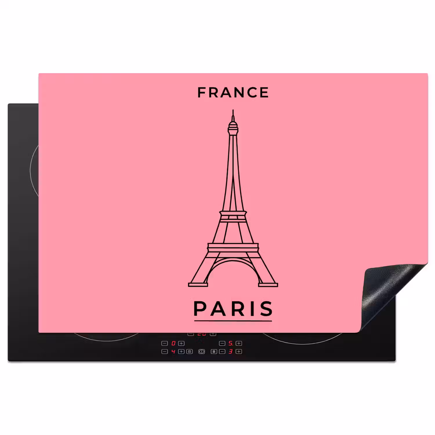 Eiffeltoren - Parijs - Architectuur - Minimalistisch - Roze Inductie beschermer vinyl 3mm klein -3d