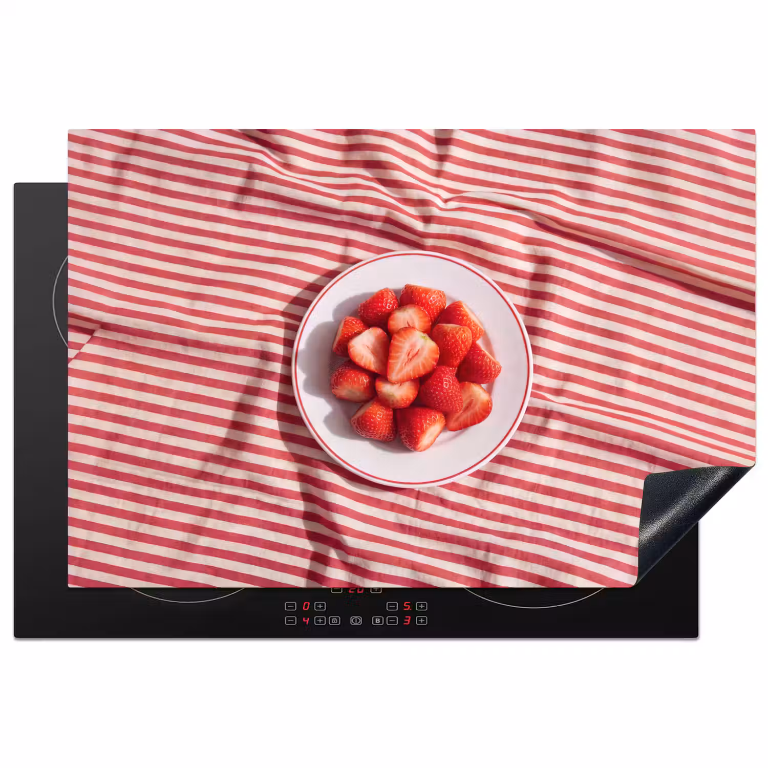 Eten - Aardbeien - Fruit - Zomer - Rood Inductie beschermer vinyl 3mm klein -3d