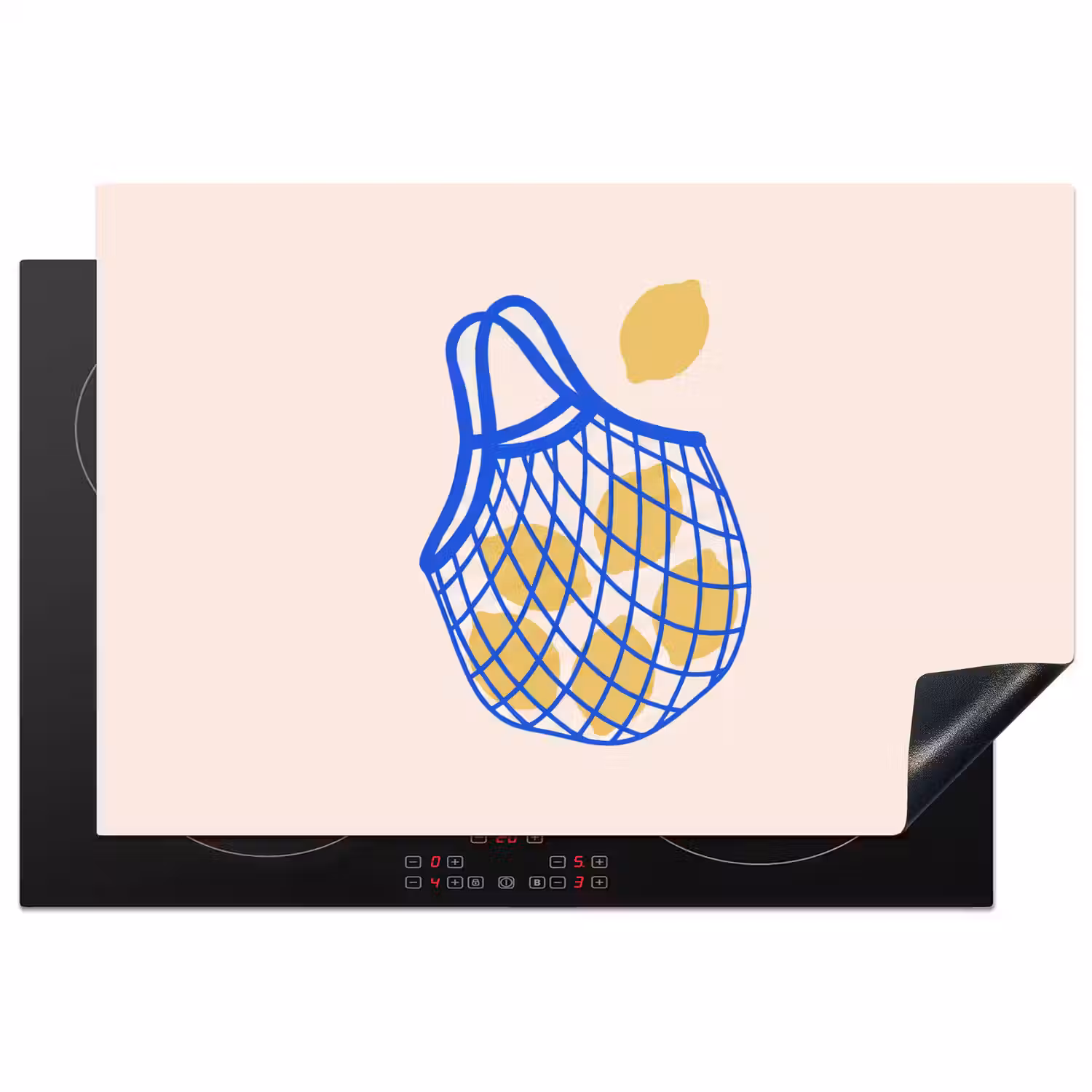 Eten - Citroen - Boodschappen - Abstract - Geel - Blauw Inductie beschermer vinyl 3mm klein -3d