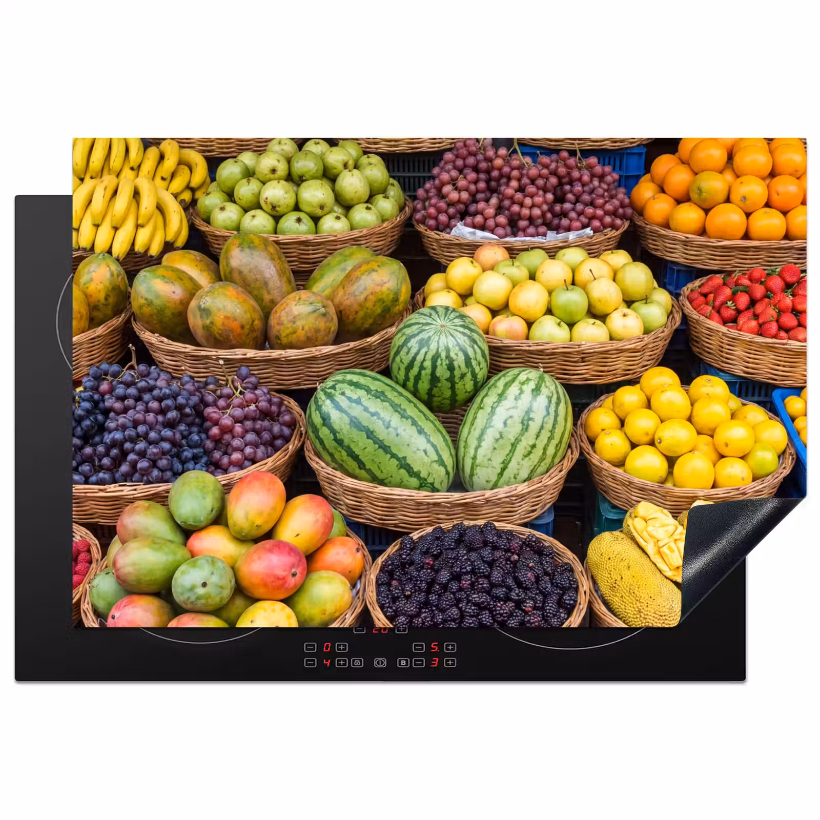 Inductiebeschermer - Fruit - Markt - Kleurrijk - Fruit - Markt - Kleurrijk Inductie beschermer vinyl 3mm klein