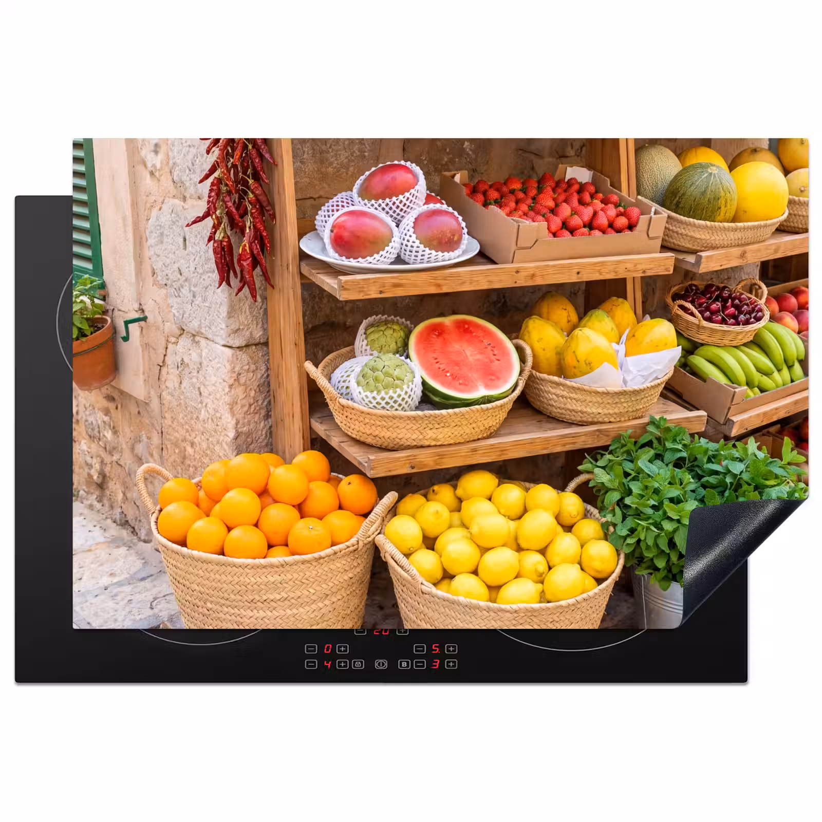 Inductiebeschermer - Fruit - Markt - Vers - Fruit - Markt - Vers Inductie beschermer vinyl 3mm klein