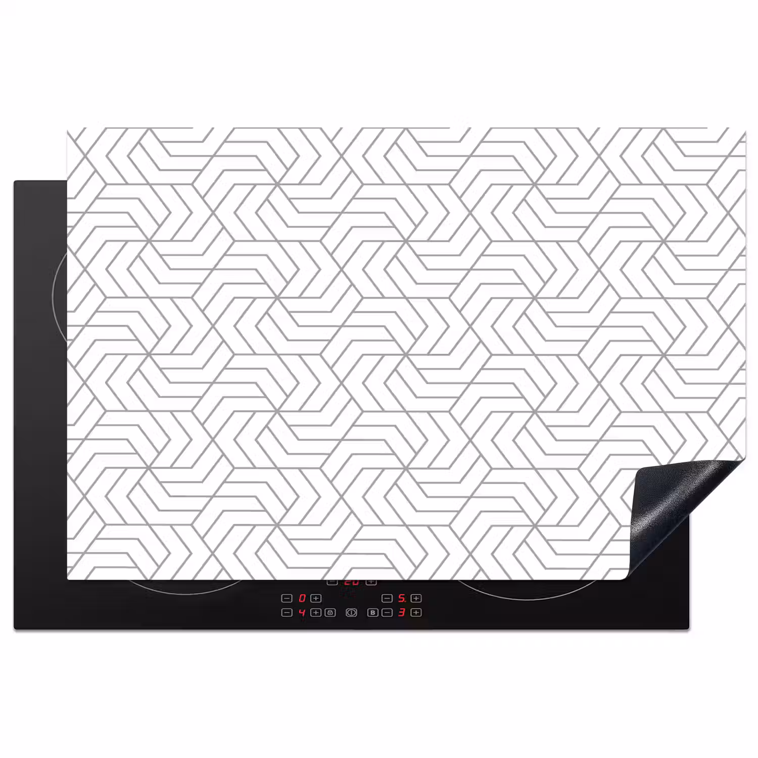 Geometrie - Lijn - Zwart - Wit - Patroon Inductie beschermer vinyl 3mm klein 276 -3d