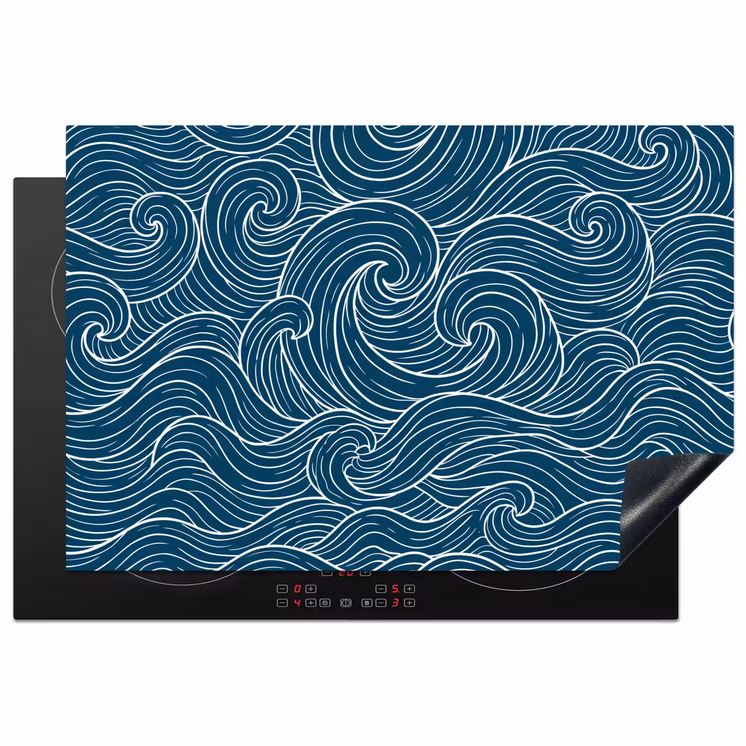 Golven - Spiraal - Water - Abstract - Blauw Inductie beschermer vinyl 3mm klein -3d