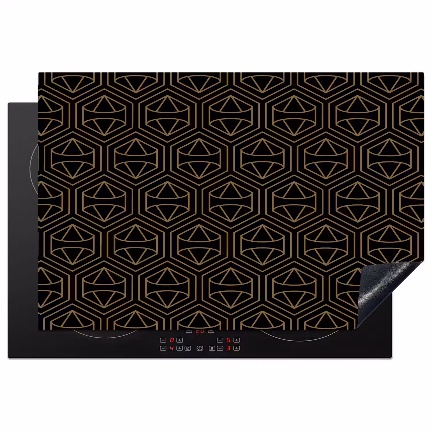 Goud - Zwart - Diamant Inductie beschermer vinyl 3mm klein 276 -3d