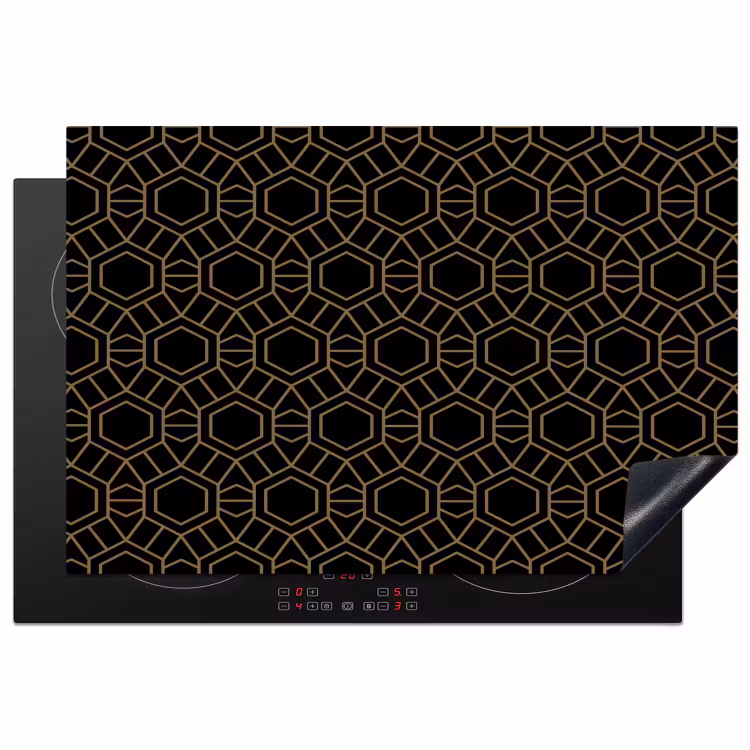 Goud - Zwart - Rozetstructuur Inductie beschermer vinyl 3mm klein 276 -3d