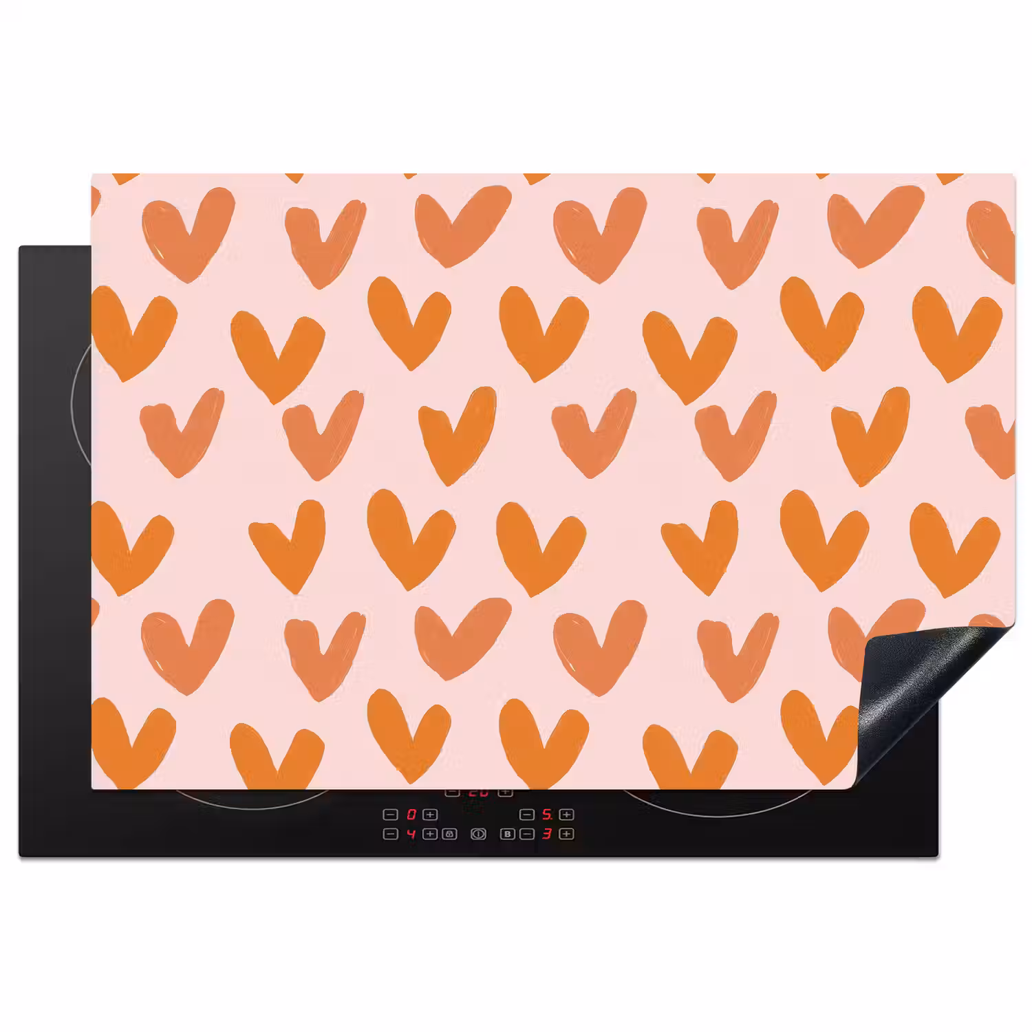 Hartjes - Getekend - Oranje Inductie beschermer vinyl 3mm klein 276 -3d
