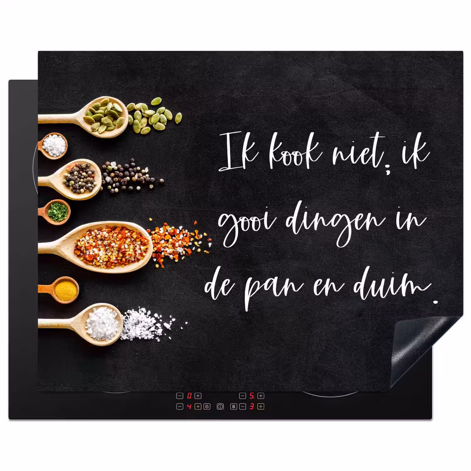 Ik gooi dingen in de pan en duim - Keuken - Quotes - Spreuken - Humor Inductie beschermer vinyl 3mm groot -3d