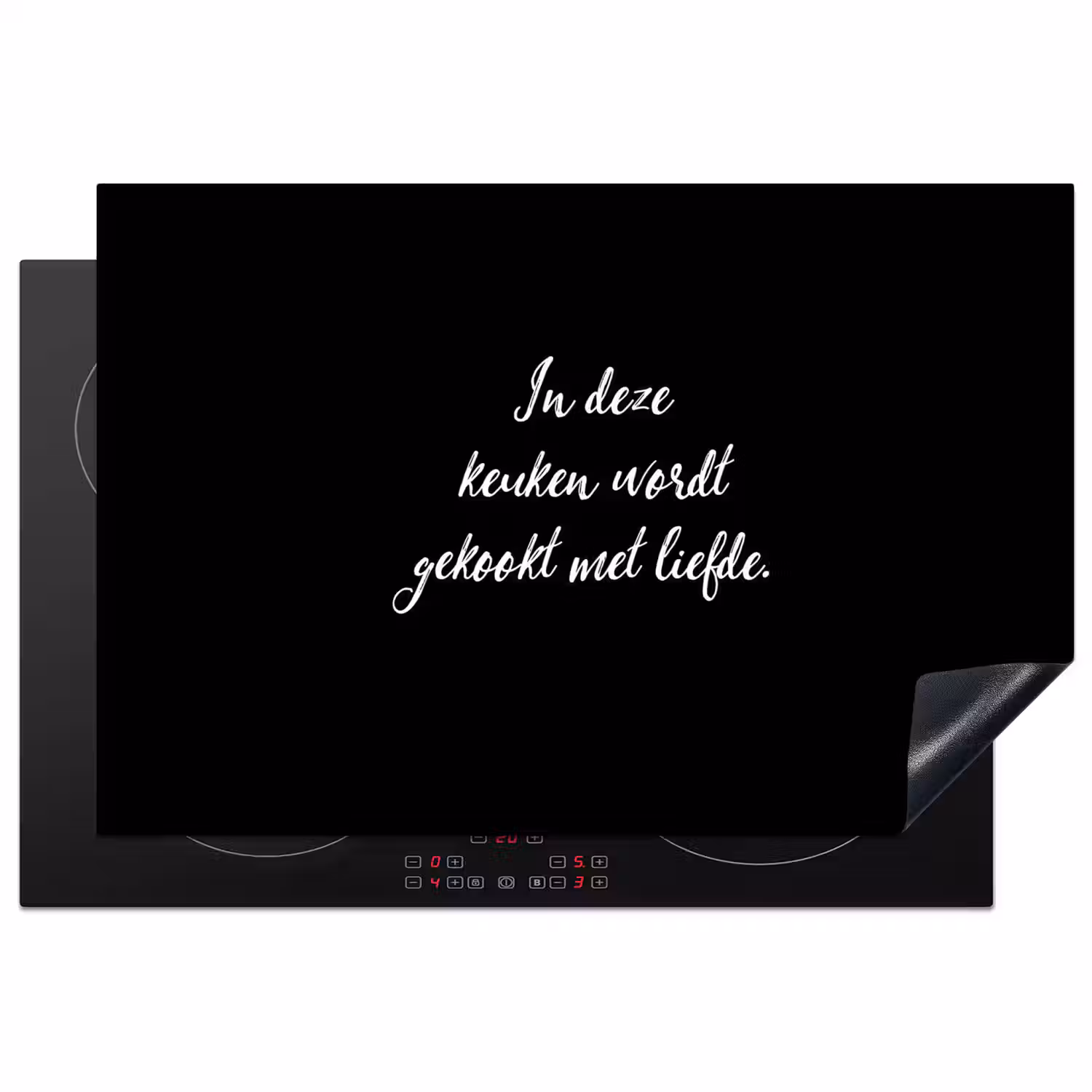 In deze keuken wordt gekookt met liefde - Koken - Spreuken - Quotes - Liefde Inductie beschermer vinyl 3mm klein -3d