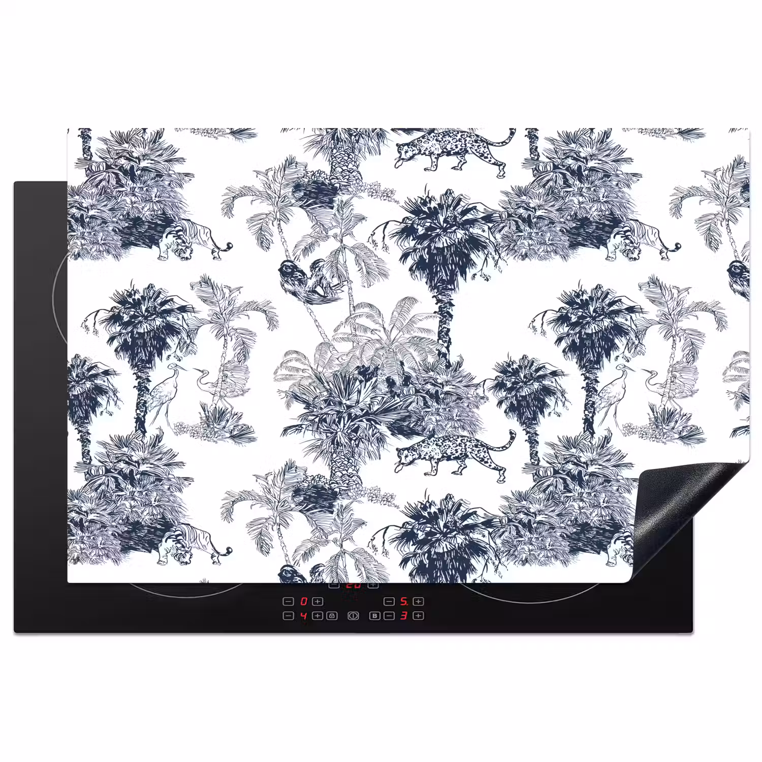 Jungle - Beplanting - Blauw Inductie beschermer vinyl 3mm klein 276 -3d