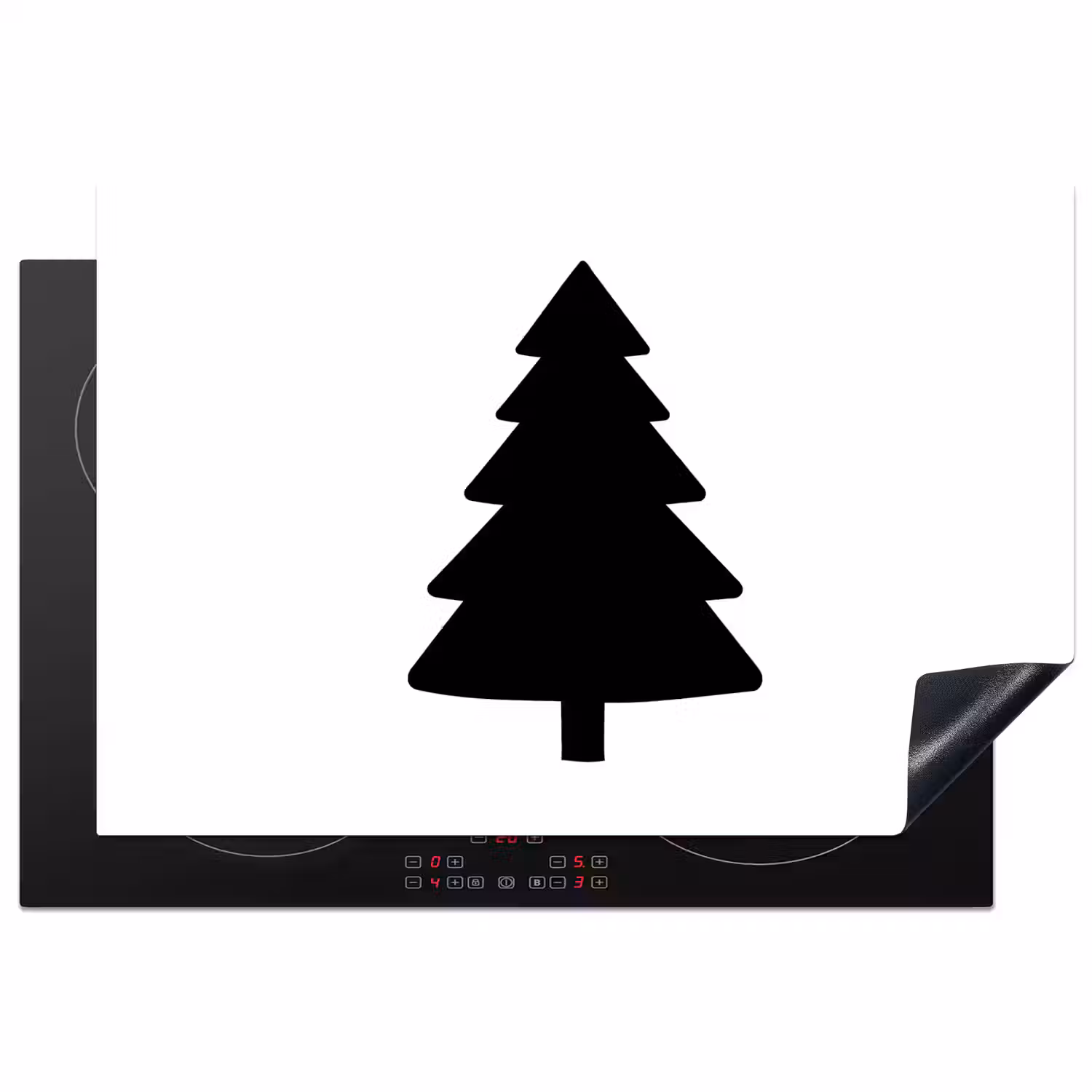 Kerstboom - Zwart - Kerstmis - Feest Inductie beschermer vinyl 3mm klein -3d