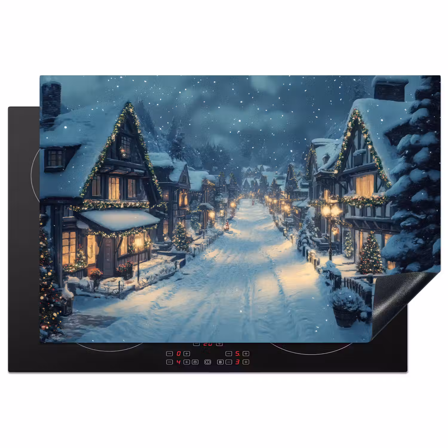 Kerstdorp - Kerst - Sneeuw - Winter Inductie beschermer vinyl 3mm klein -3d