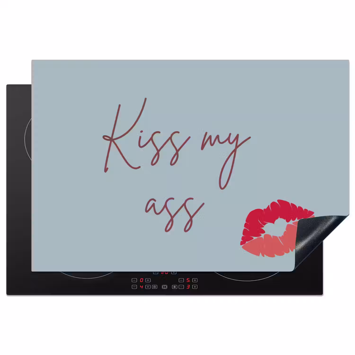 Kiss my ass - Lip - Blauw Inductie beschermer vinyl 3mm klein -3d