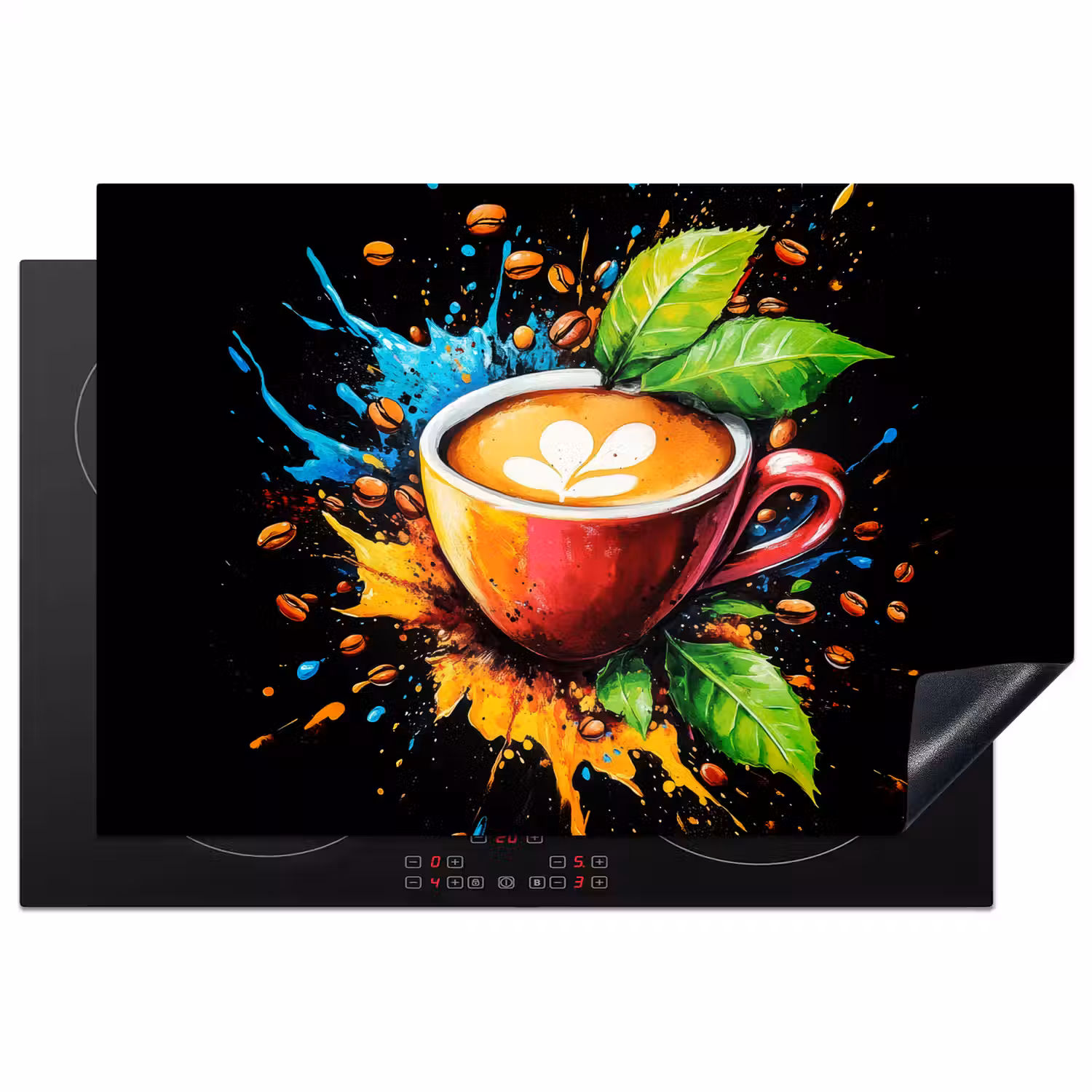 Koffie - Graffiti - Drinken - Abstract Inductie beschermer vinyl 3mm klein -3d