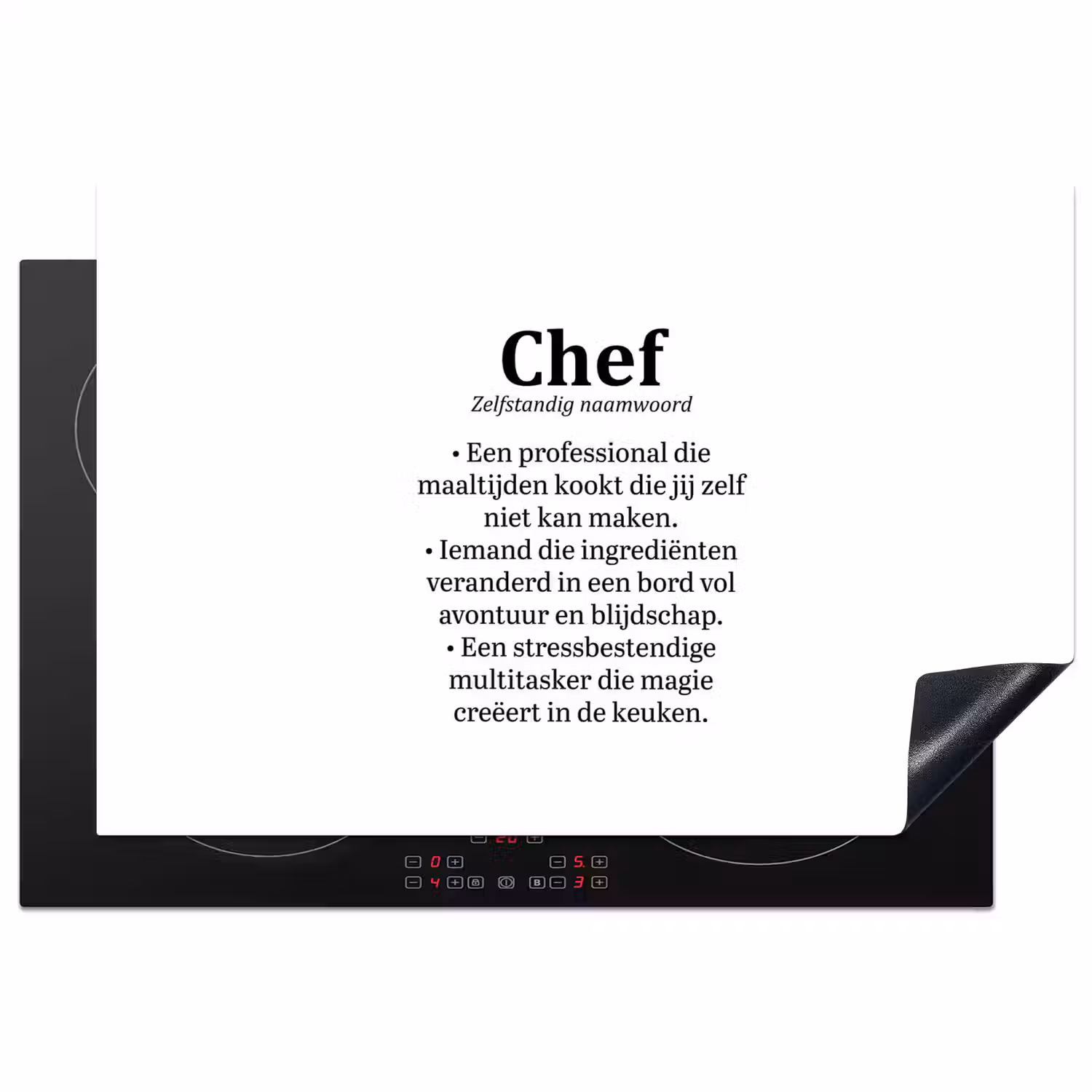 Kok - Definitie - Chef - Koken - Keuken - Spreuken - Woordenboek Inductie beschermer vinyl 3mm klein -3d