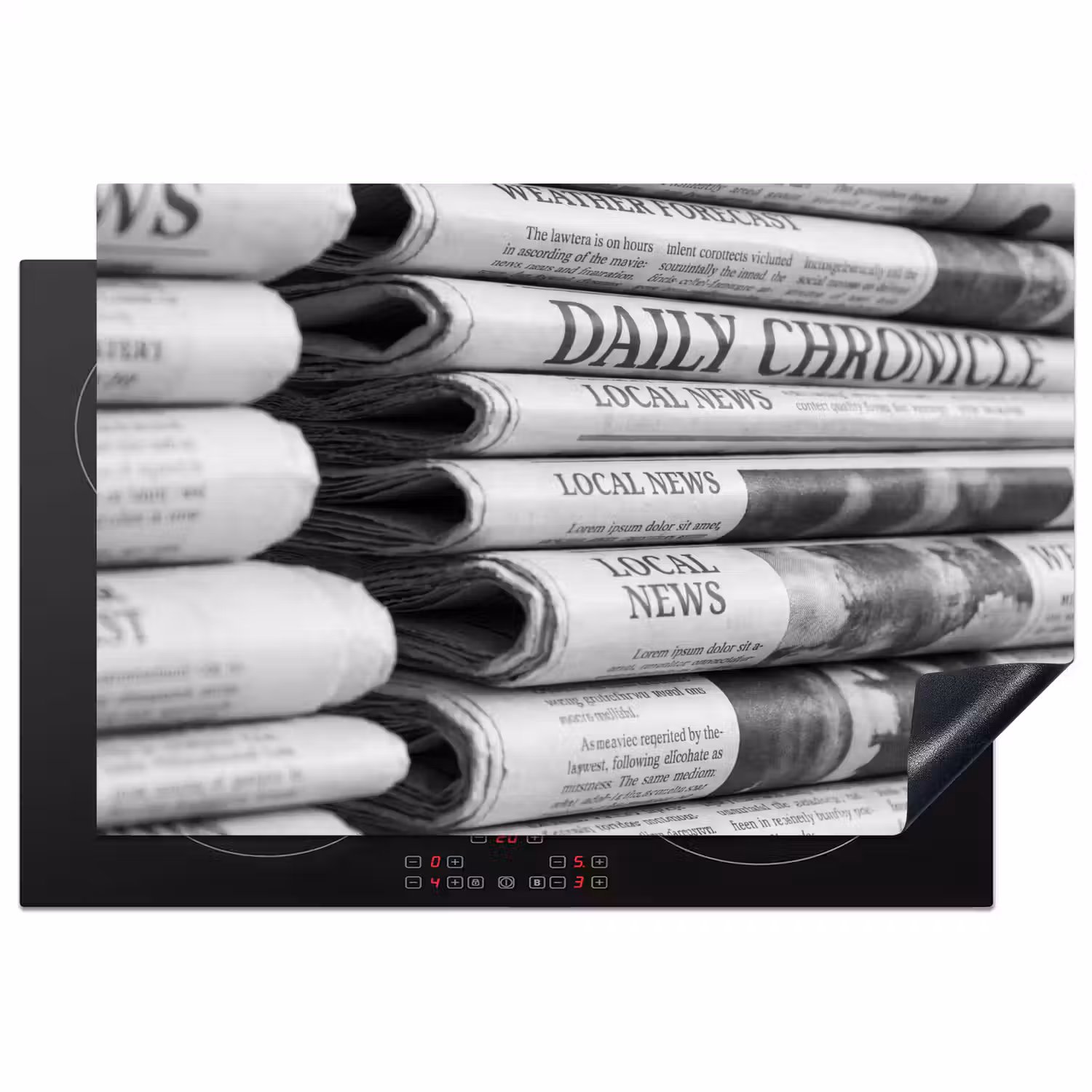 Krant - Stapel - Nieuws - Zwart-wit - Media Inductie beschermer vinyl 3mm klein -3d