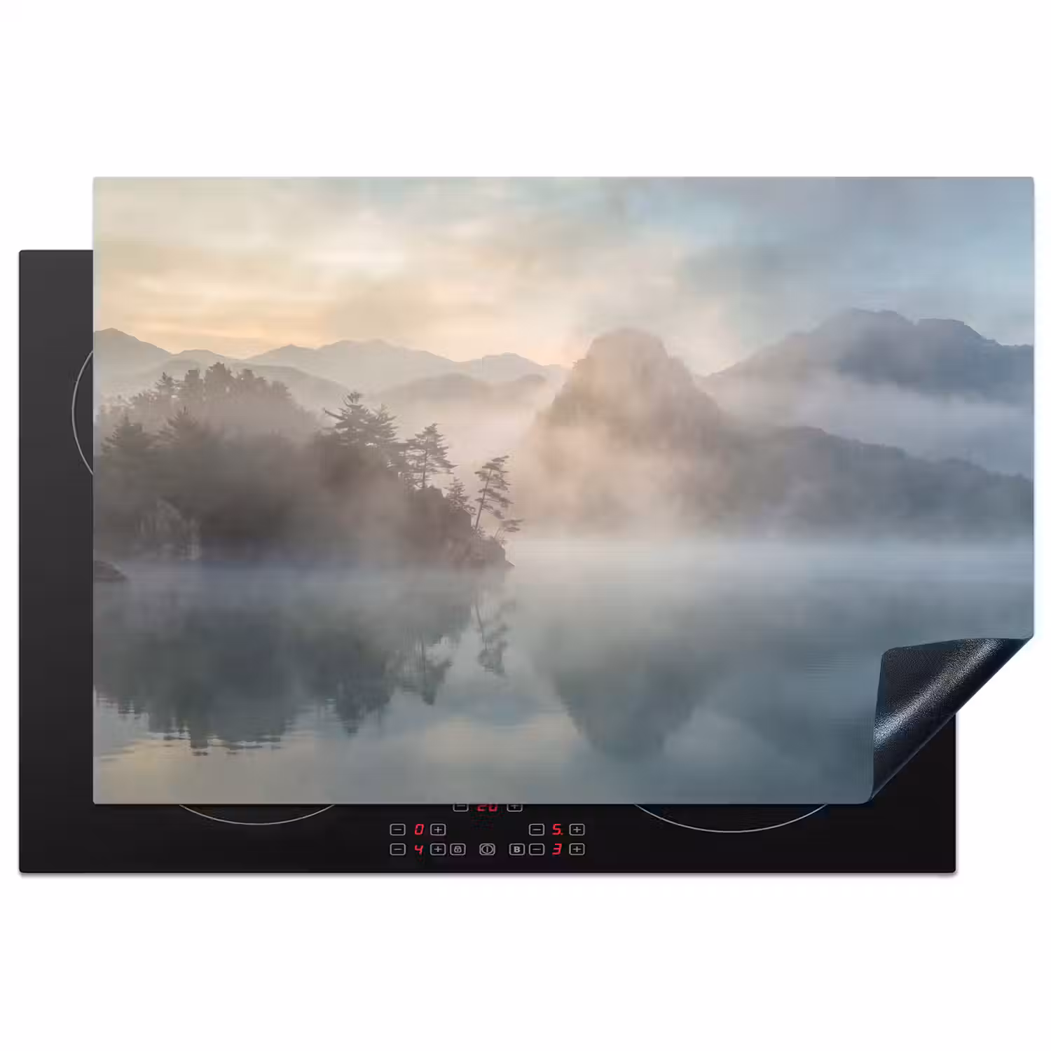 Landschap - Bergen - Mist - Water - Natuur Inductie beschermer vinyl 3mm klein -3d