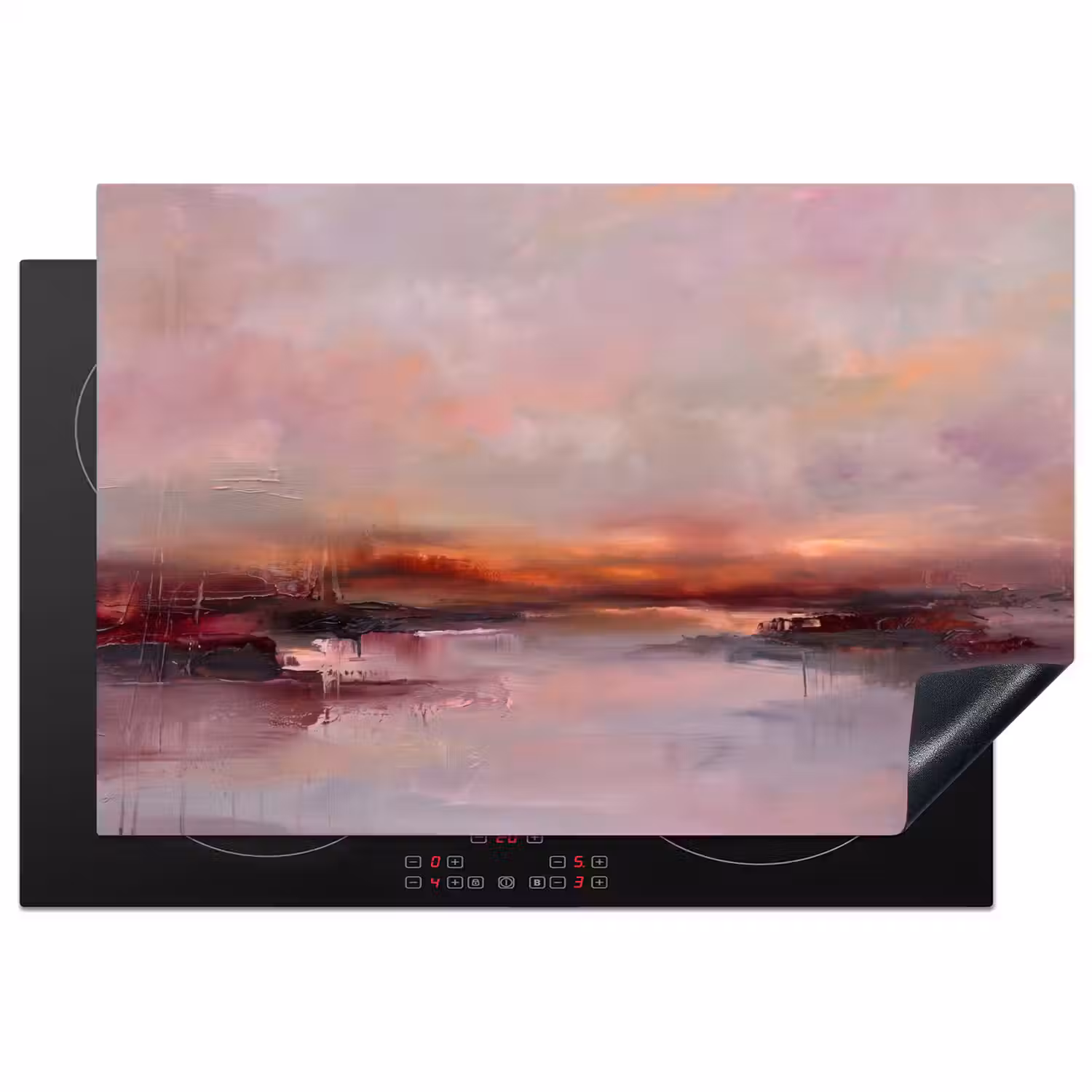Landschap - Zonsondergang - Abstract - Modern - Roze Inductie beschermer vinyl 3mm klein -3d