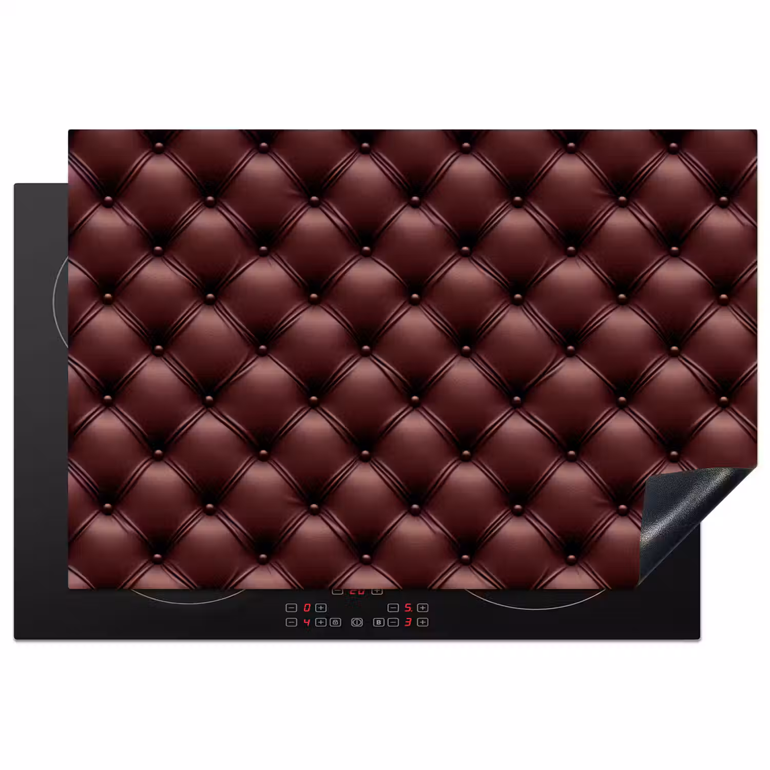 Leer - Patroon - Bordeaux Inductie beschermer vinyl 3mm klein 276 -3d