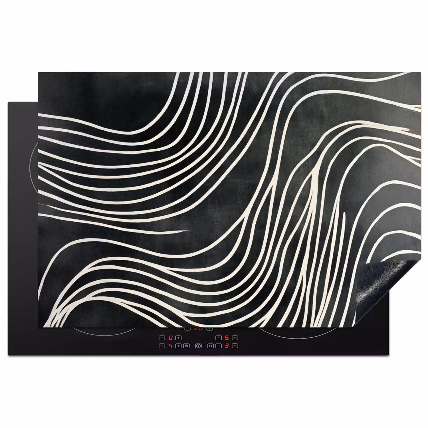 Lijnen - Patroon - Abstract - Wit Inductie beschermer vinyl 3mm klein -3d