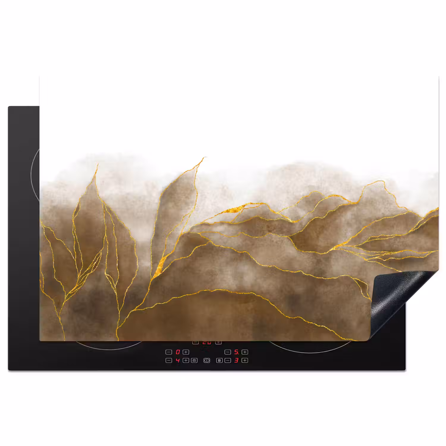 Marmer - Goud - Bruin - Textuur - Marmerlook Inductie beschermer vinyl 3mm klein -3d