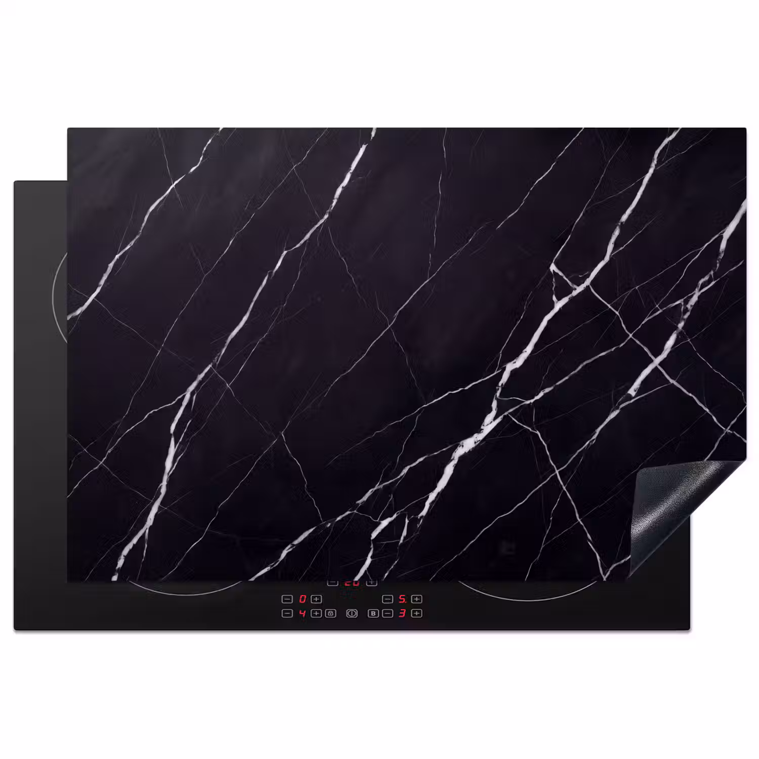 Marmer - Patroon - Abstract - Modern - Zwart Inductie beschermer vinyl 3mm klein -3d