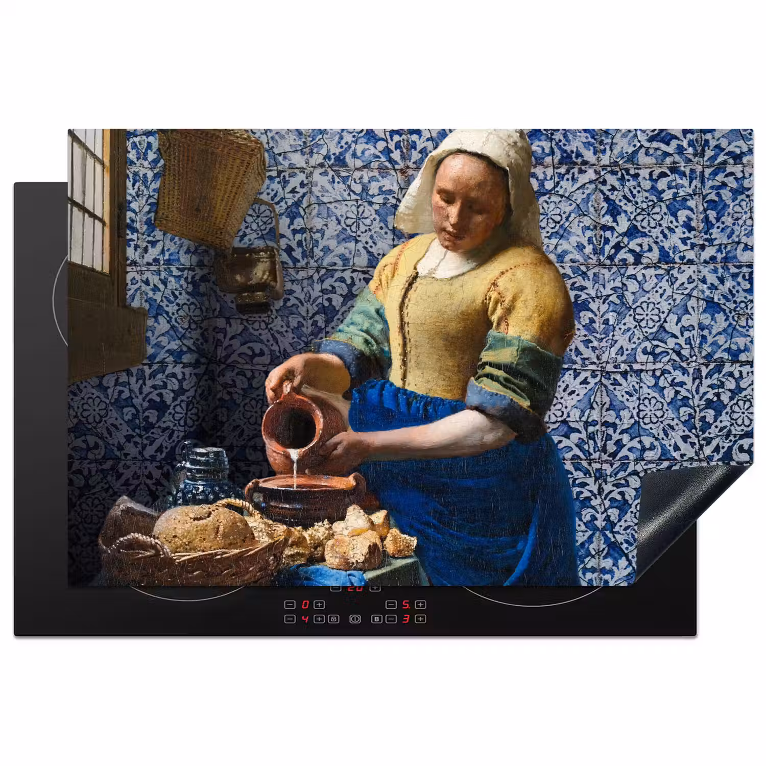 Melkmeisje - Delfts Blauw - Vermeer - Schilderij - Oude meesters Inductie beschermer vinyl 3mm klein -3d