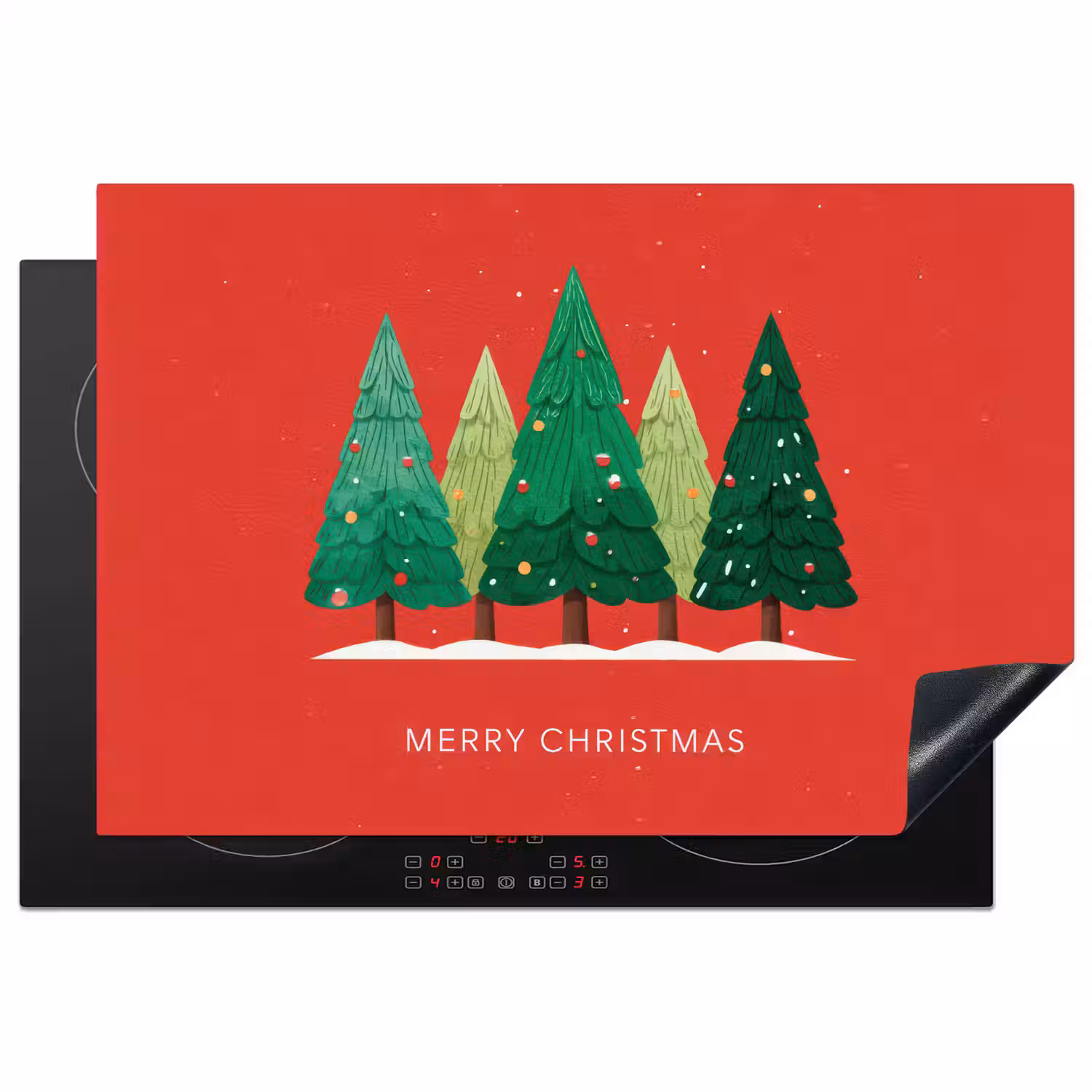 Minimalistisch - Kerstbomen - Rood - Sneeuw Inductie beschermer vinyl 3mm klein -3d