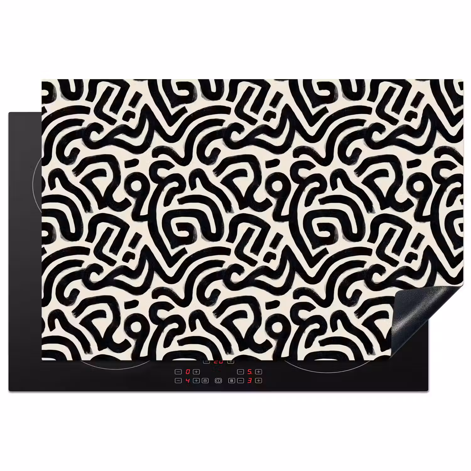 Modern - Abstract - Zwart Inductie beschermer vinyl 3mm klein 276 -3d