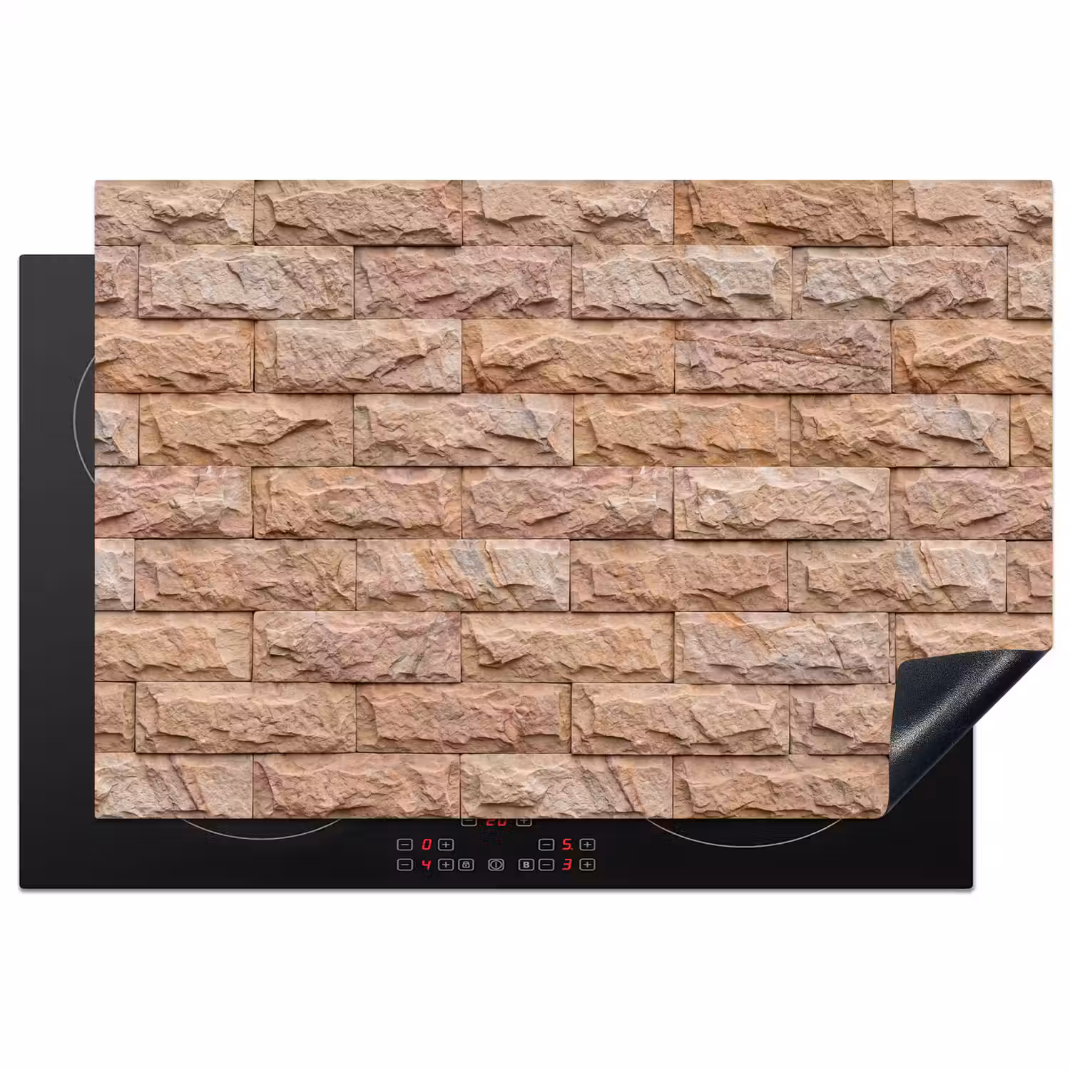 Muur - Steen - Ruw - Textuur - Beige Inductie beschermer vinyl 3mm klein -3d