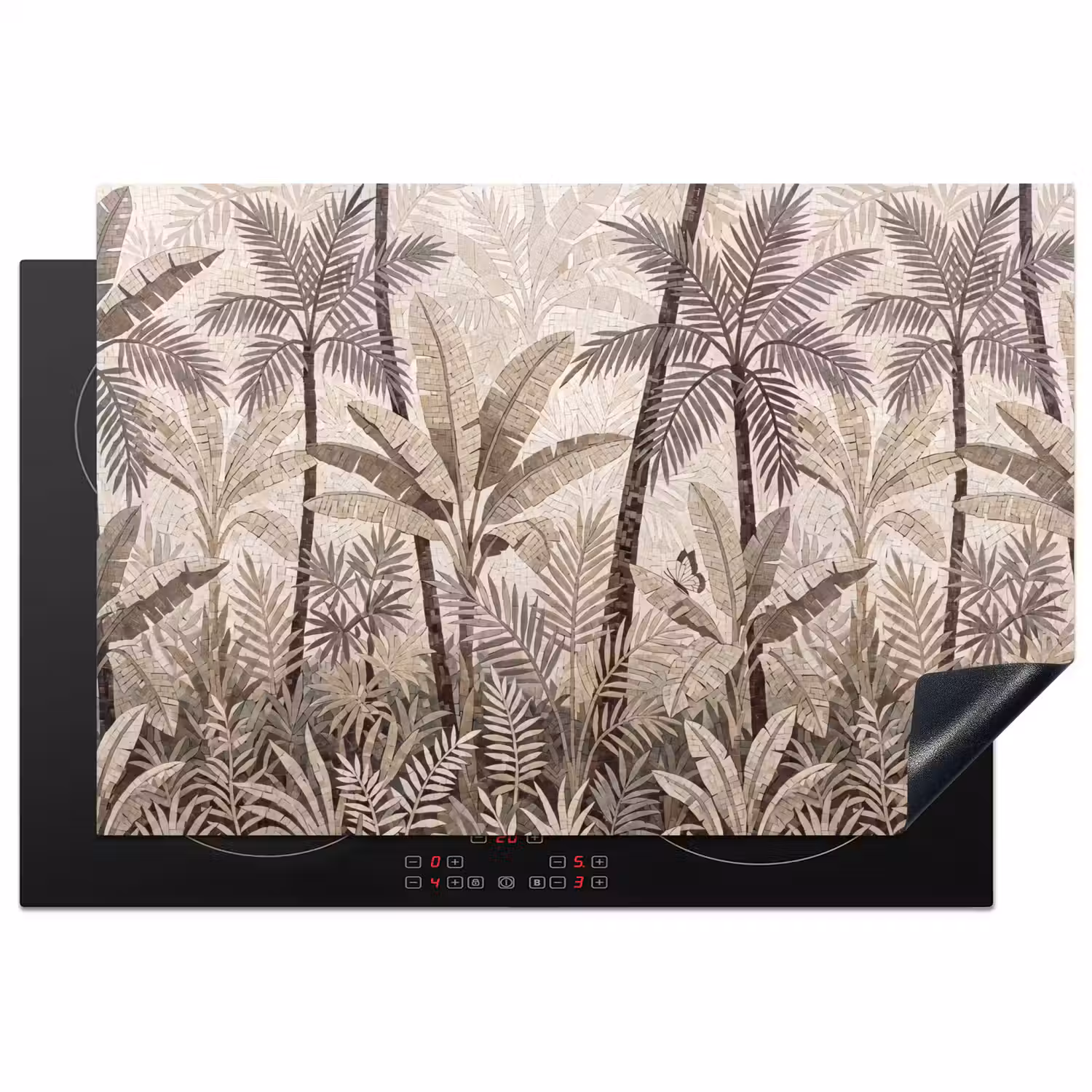 Natuur - Bladeren - Landschap - Mozaïek - Beige Inductie beschermer vinyl 3mm klein -3d