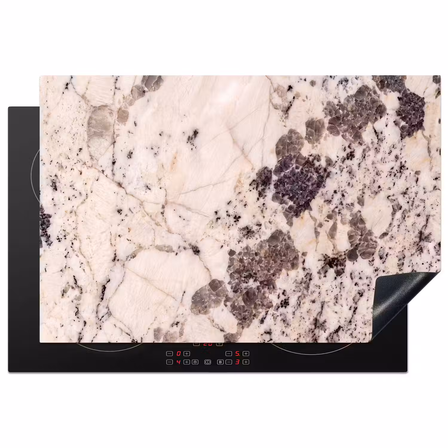 Natuursteen - Patroon - Abstract - Beige - Grijs Inductie beschermer vinyl 3mm klein -3d