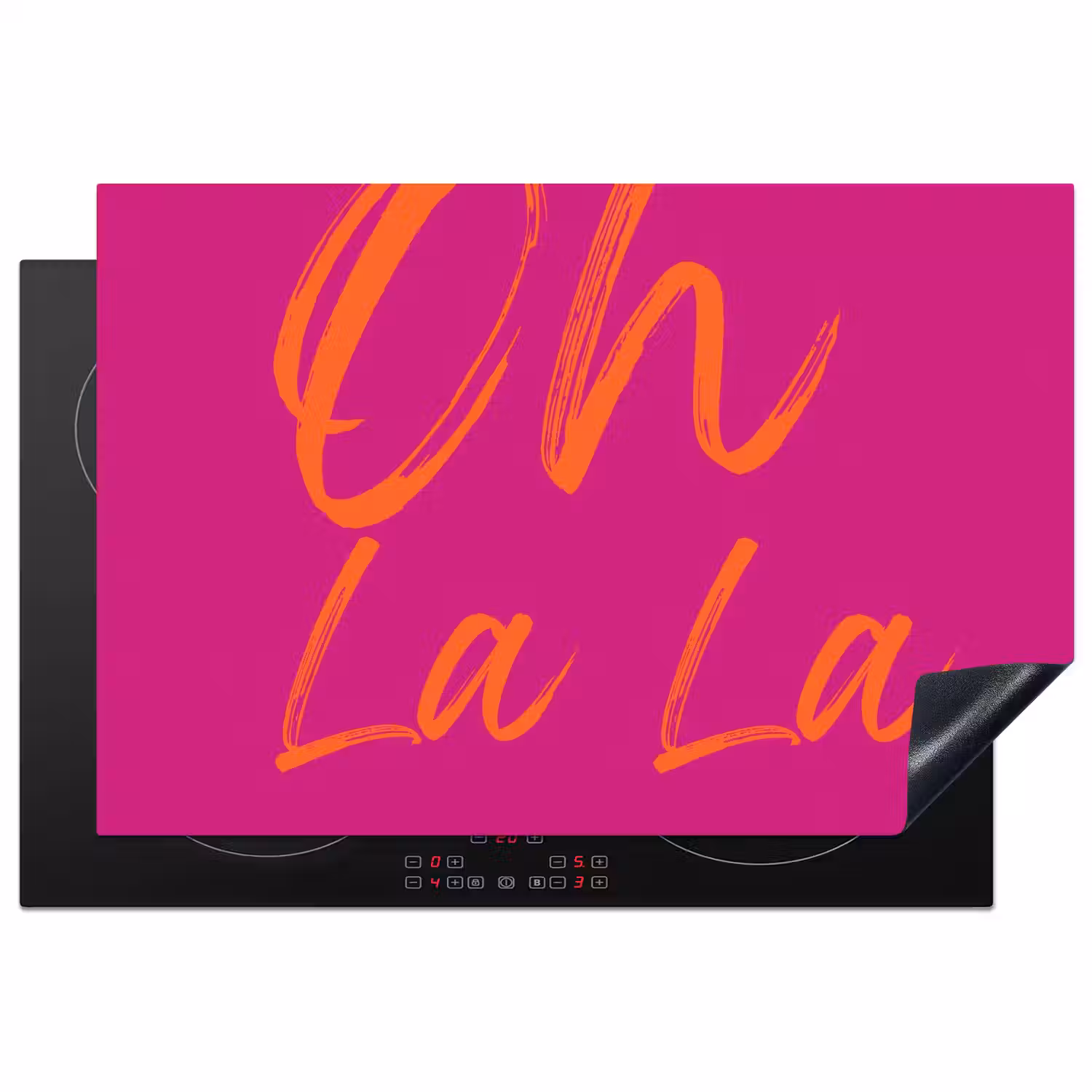 Oh la la - Oranje - Roze Inductie beschermer vinyl 3mm klein -3d