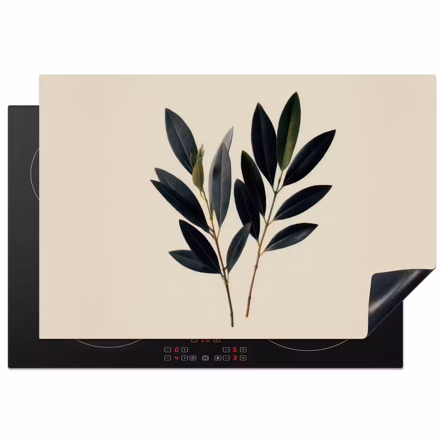 Ovaalvormige bladeren - Diep groen - Symmetrisch Inductie beschermer vinyl 3mm klein -3d
