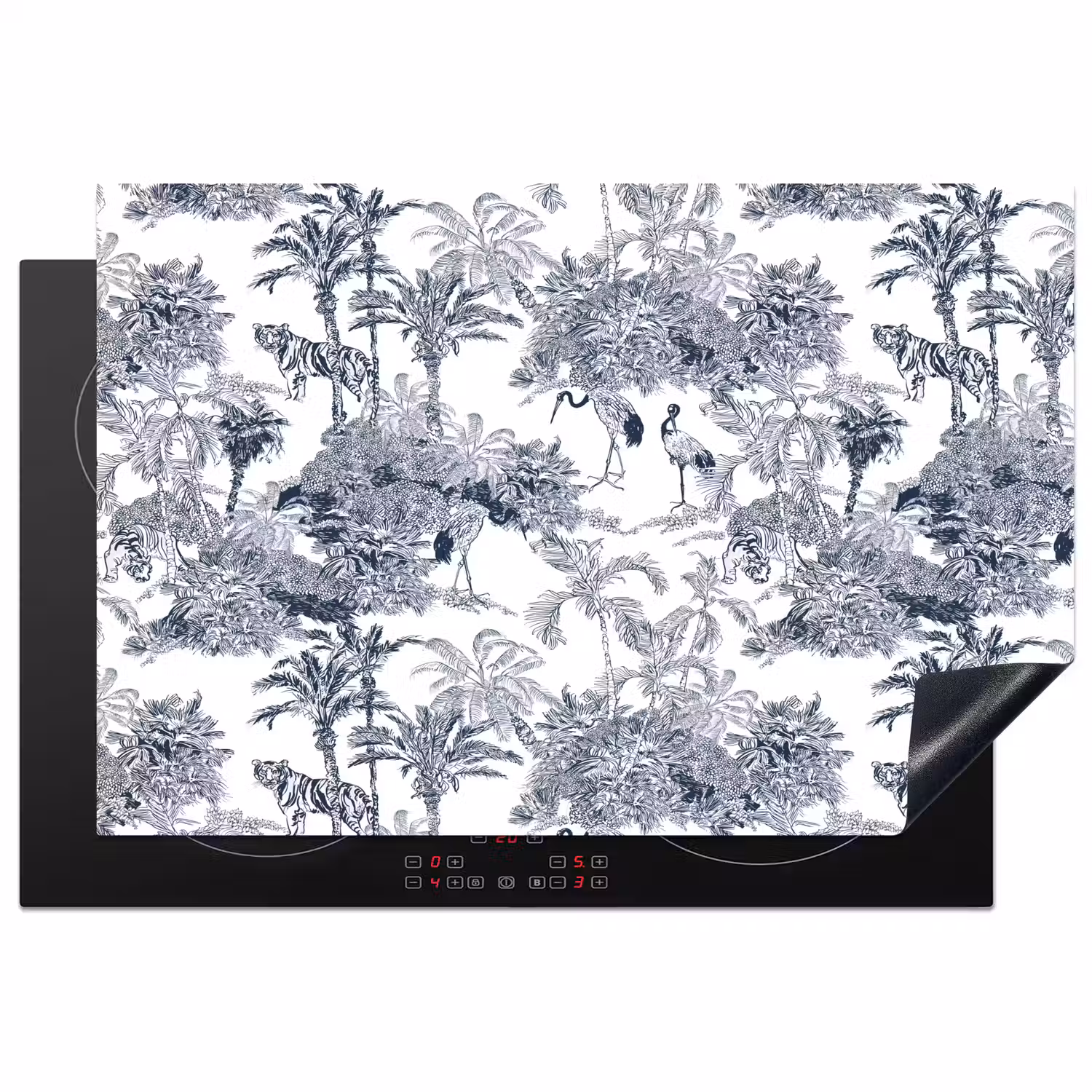 Palmbomen - Jungle - Abstract - Blauw Inductie beschermer vinyl 3mm klein 276 -3d