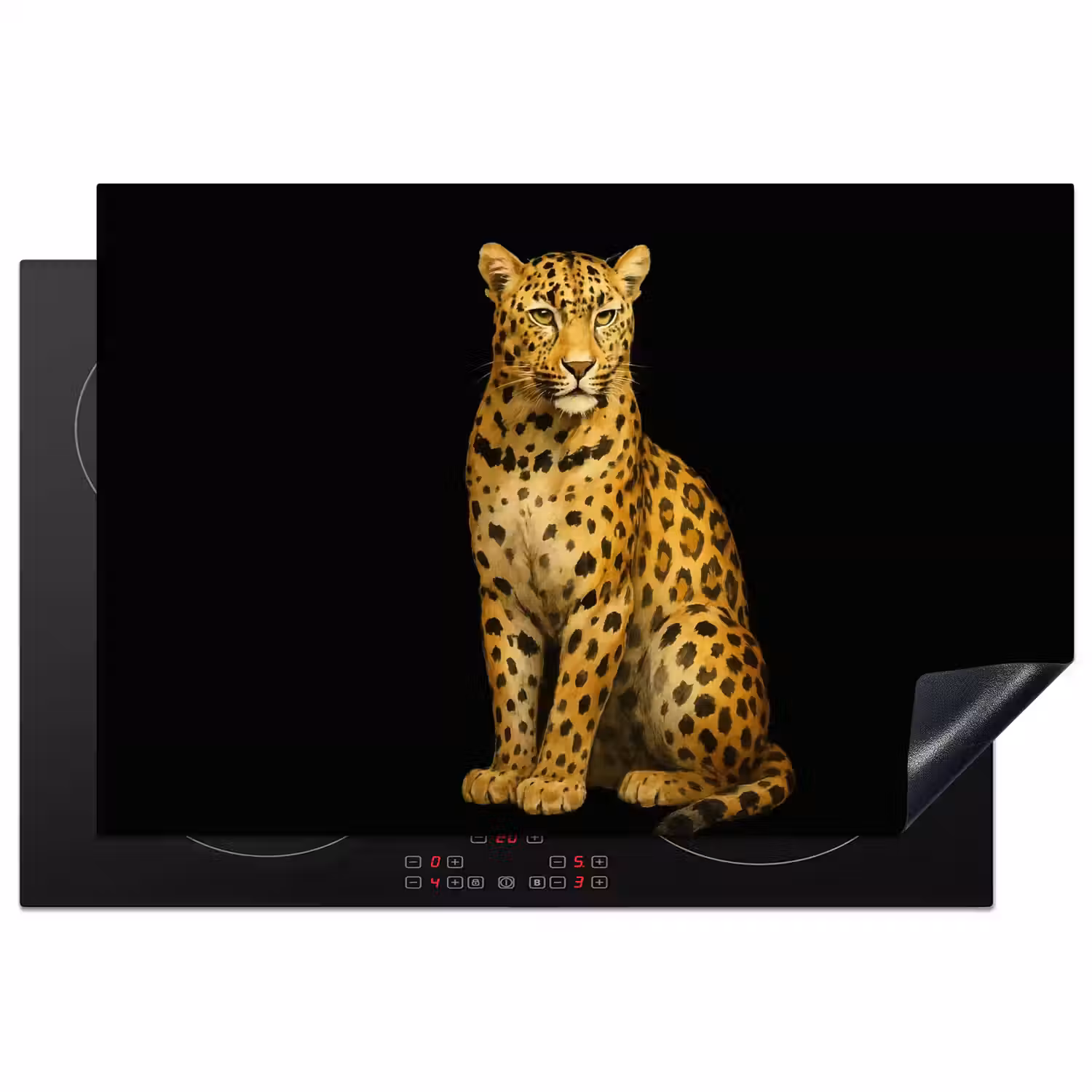 Panter - Realistisch - Bruin Inductie beschermer vinyl 3mm klein -3d