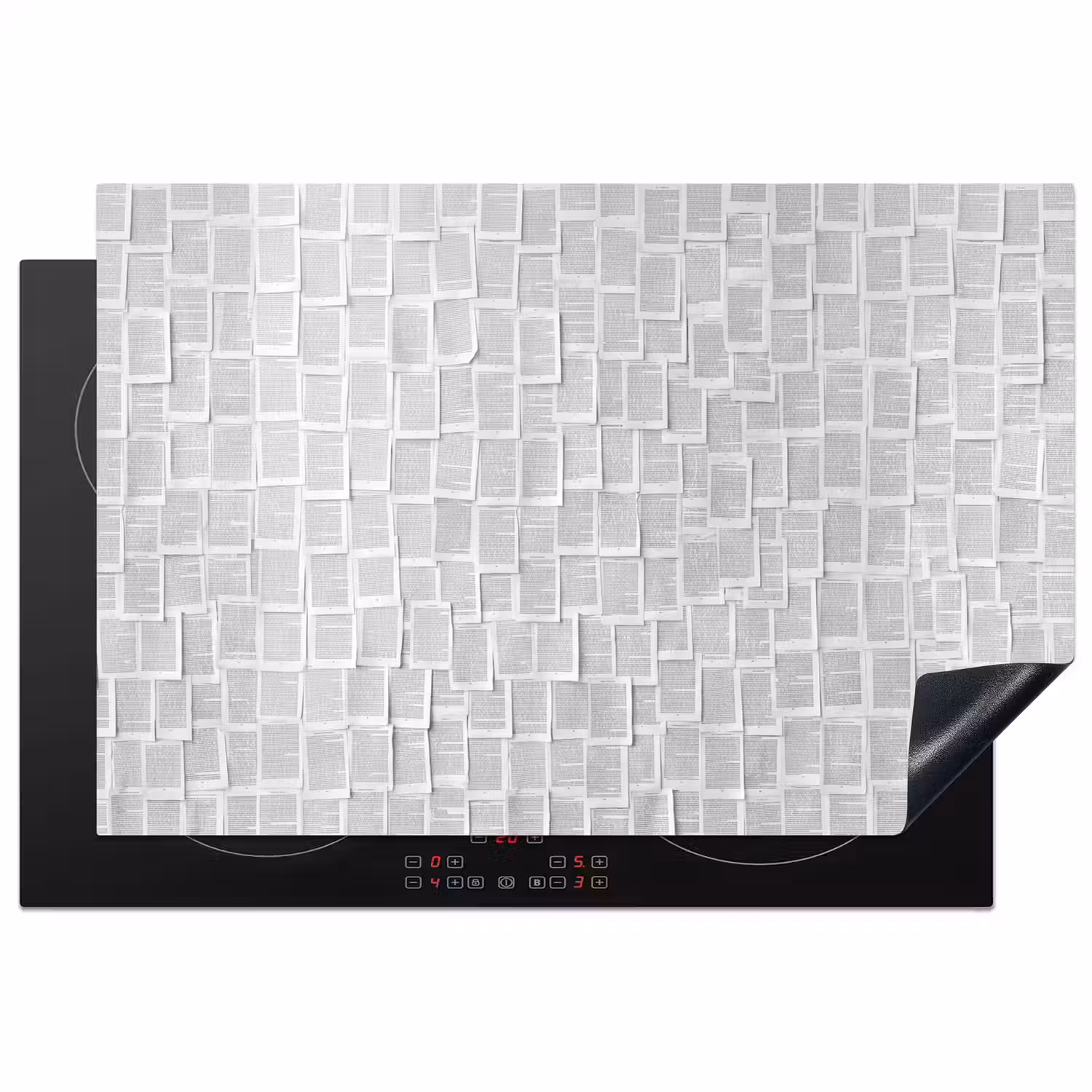Papier - Overlappend - Textuur - Modern - Wit Inductie beschermer vinyl 3mm klein -3d